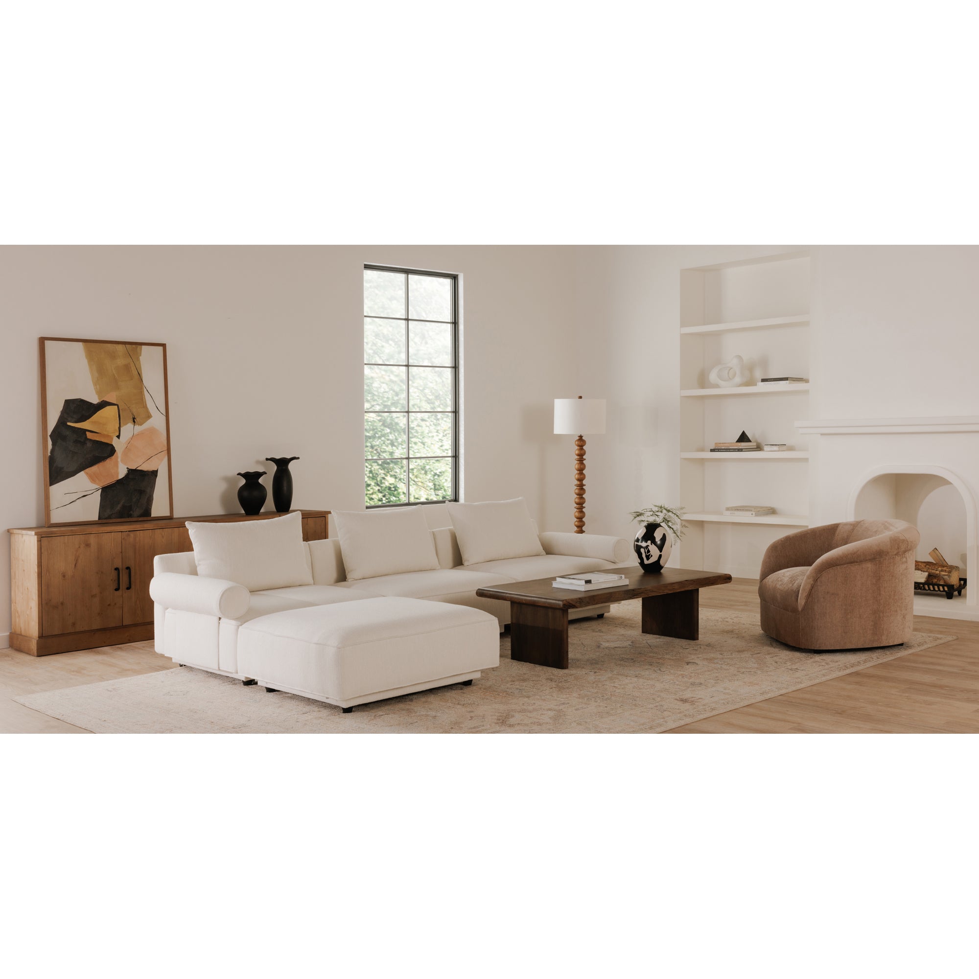 Moes Rosello Ottoman White OA-1012-18