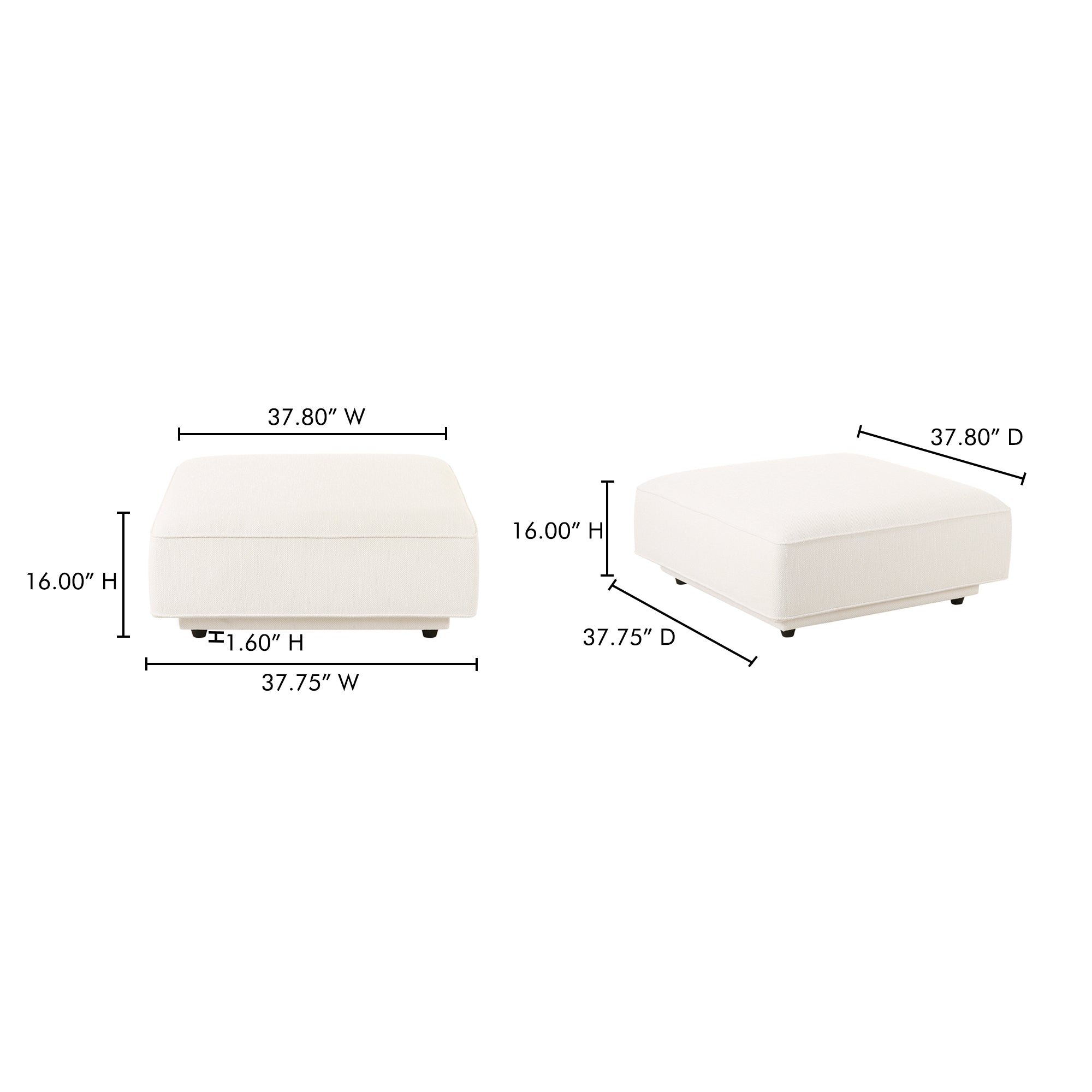 Moes Rosello Ottoman White OA-1012-18