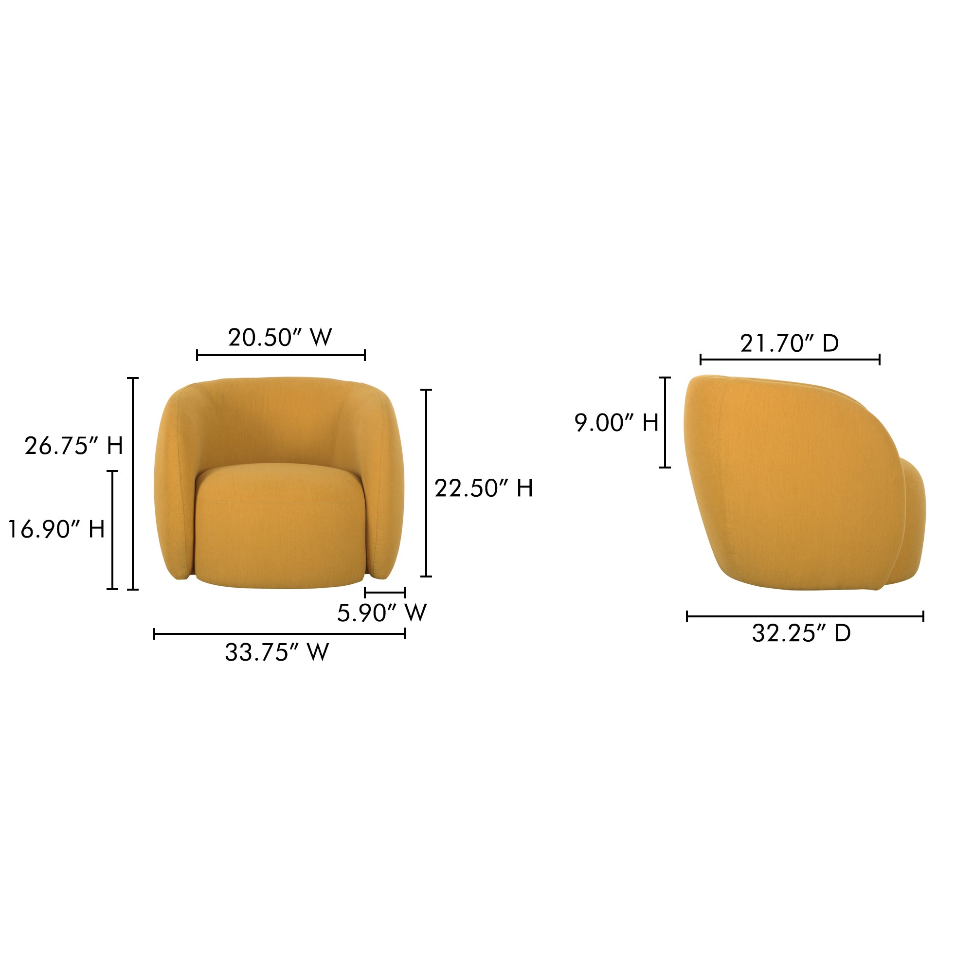 Moes Rae Outdoor Accent Chair Deep Yellow OA-1022-09