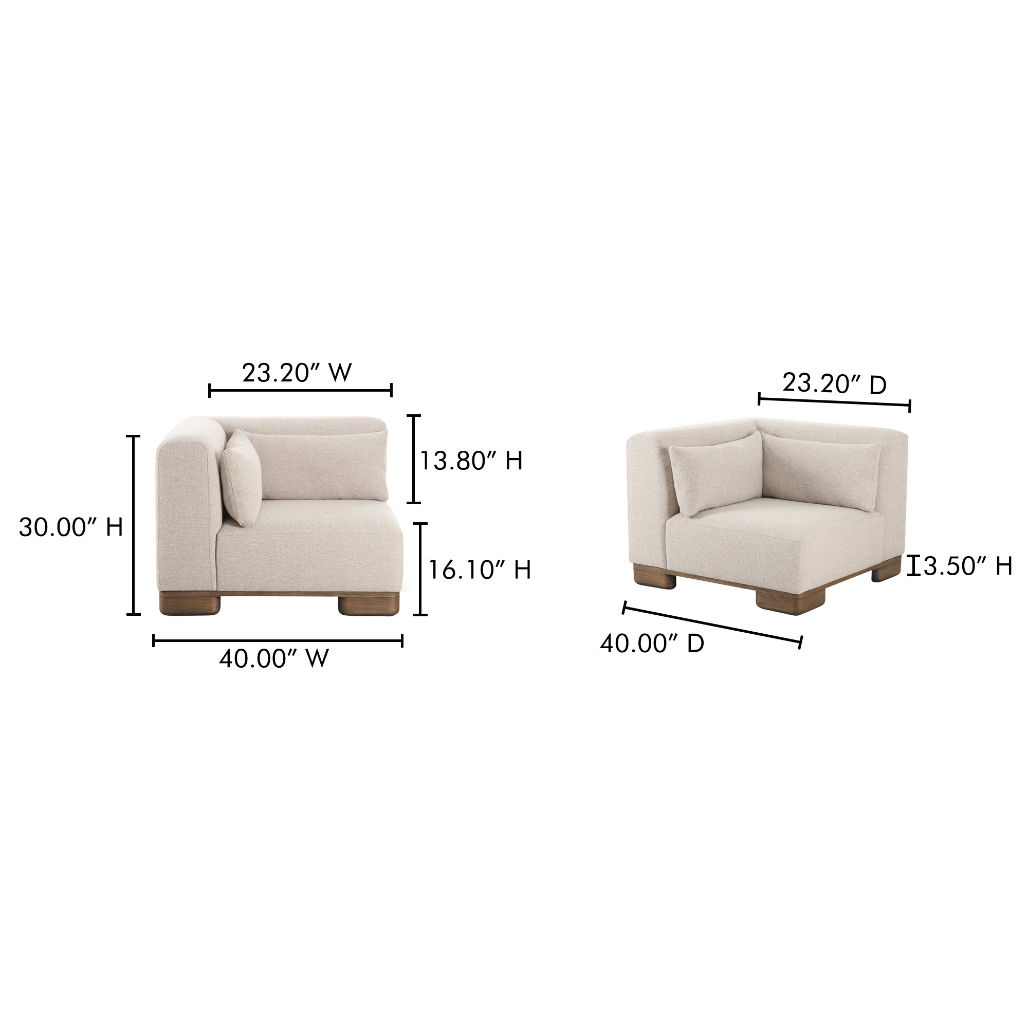 Moes June Corner Chair Oatmeal OA-1030-34