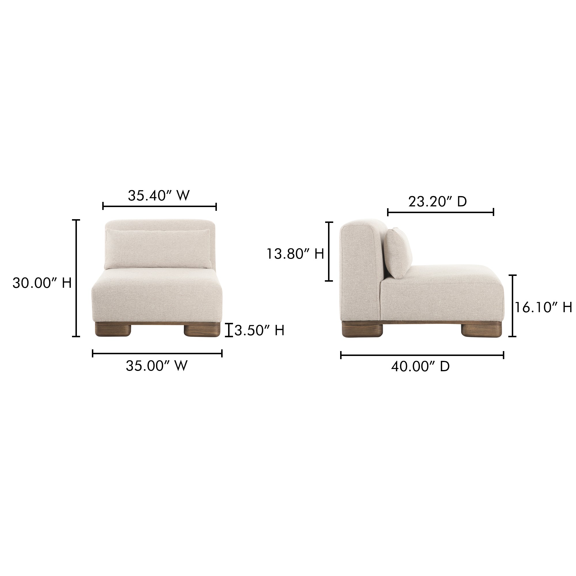 Moes June Slipper Chair Oatmeal OA-1031-34