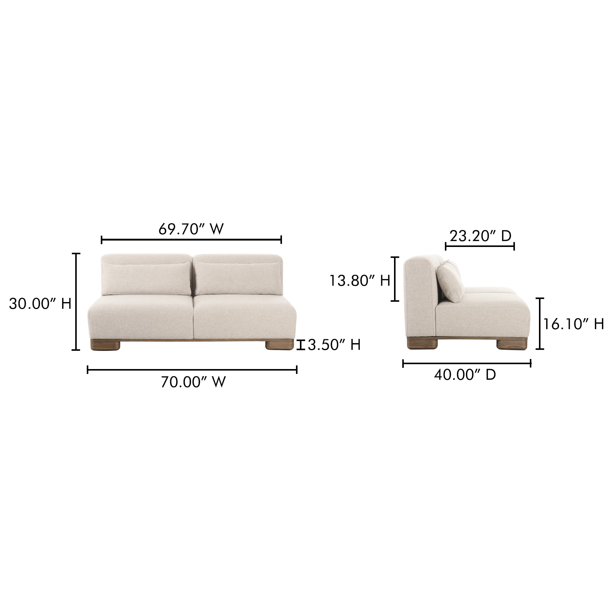 Moes June Sofa Oatmeal OA-1032-34