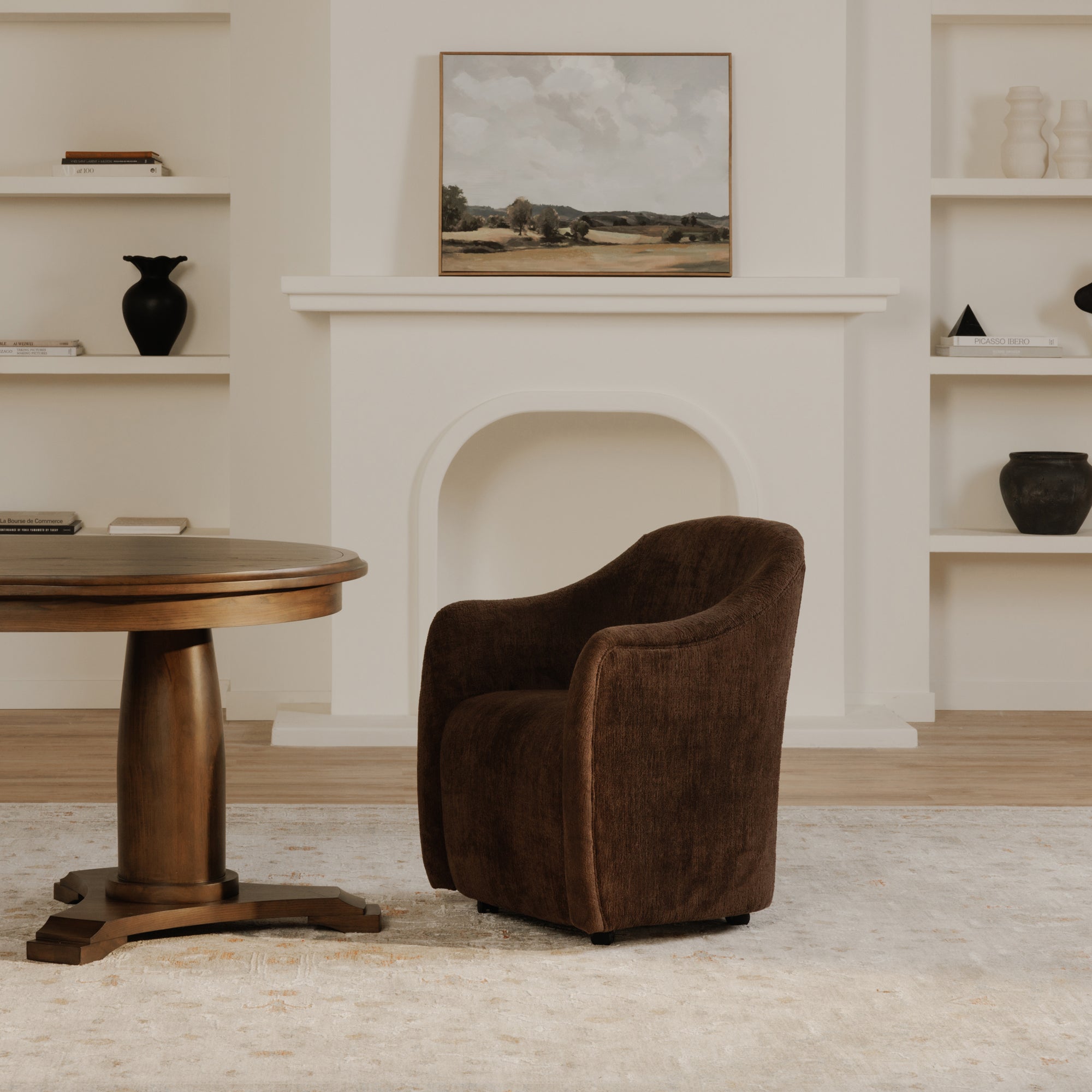Moes Drava Rolling Dining Chair Dark Brown OA-1034-20