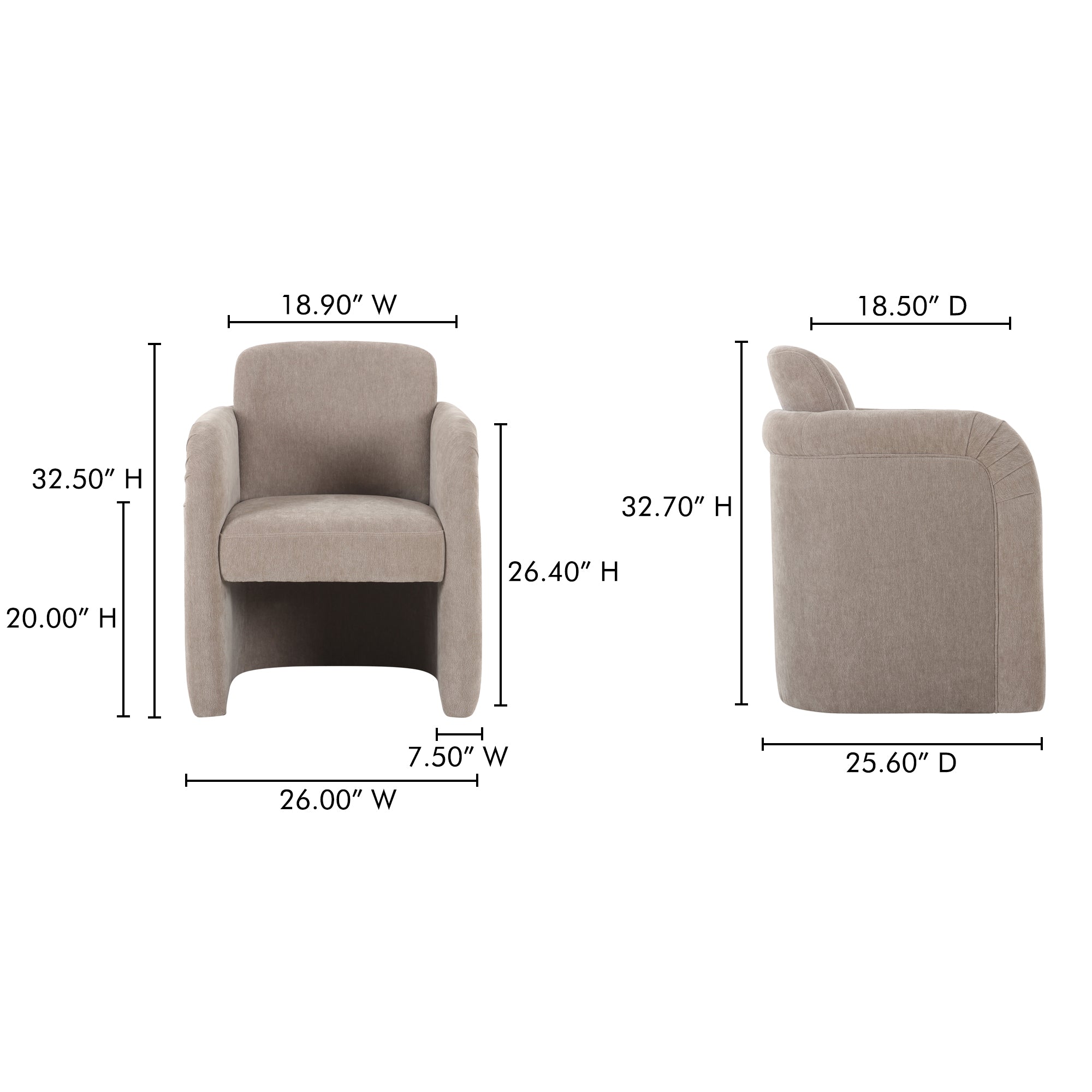 Moes Mesto Rolling Dining Chair Taupe OA-1035-39