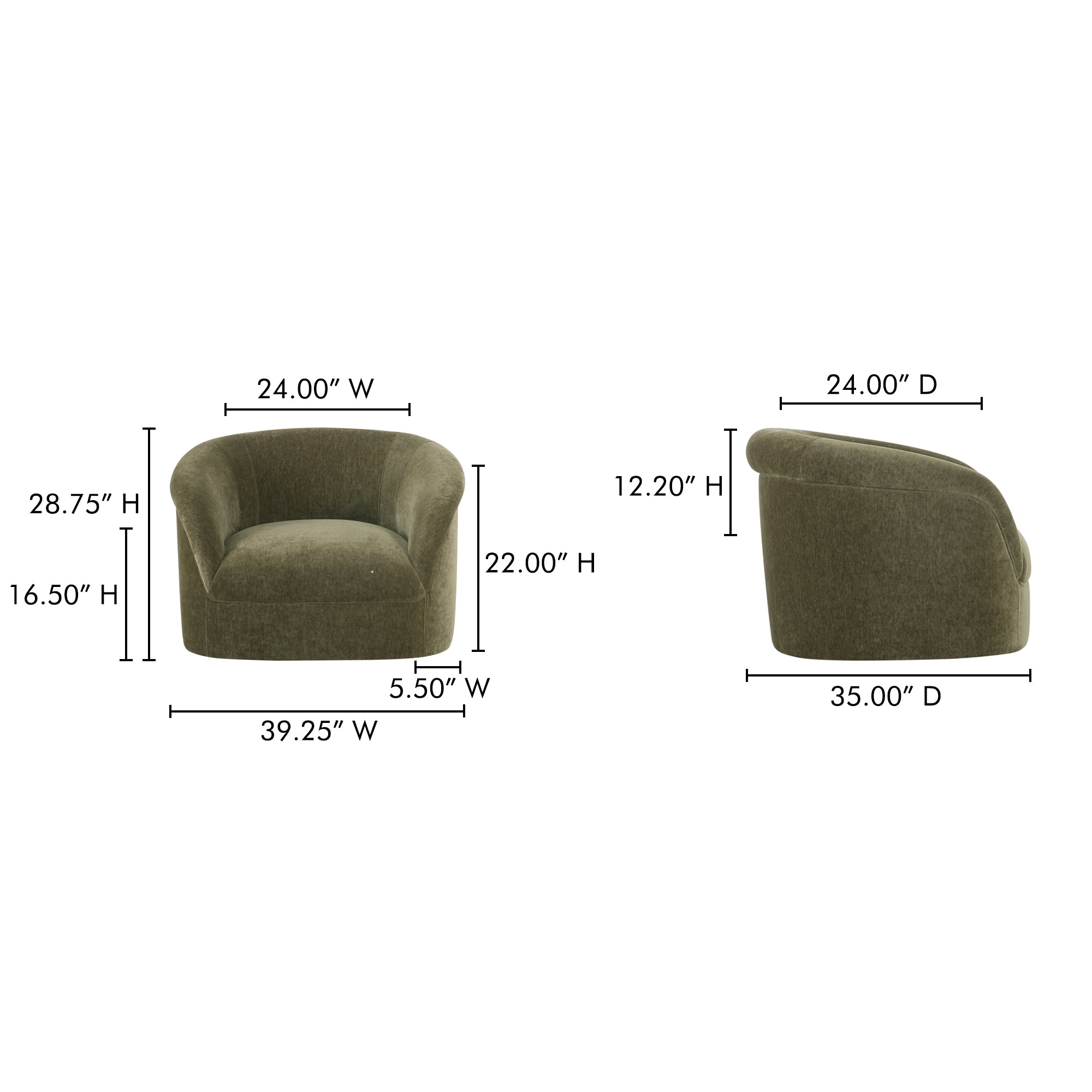 Moes Thora Lounge Chair Dark Green OA-1039-27