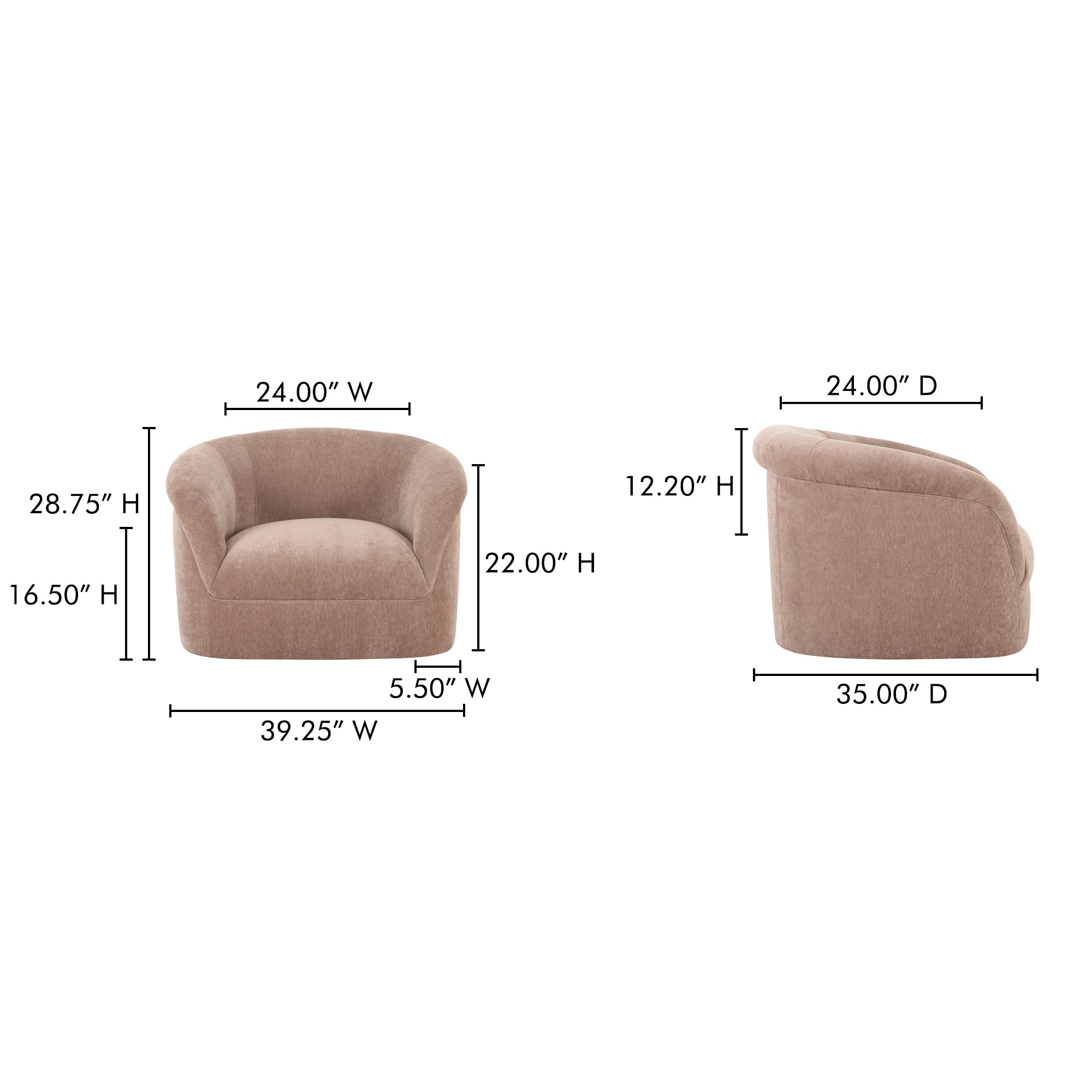 Moes Thora Lounge Chair Blush OA-1039-33