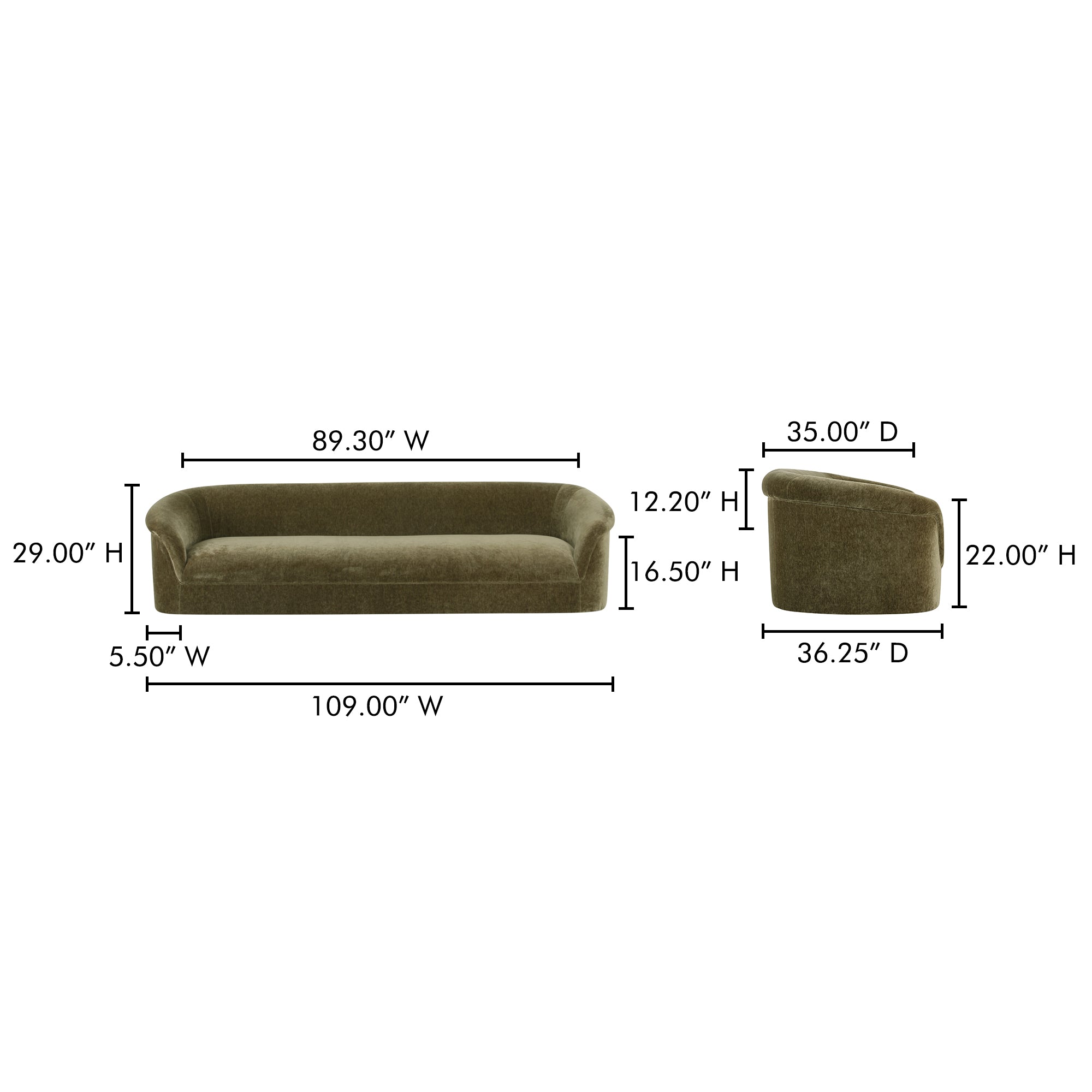 Moes Thora Sofa Dark Green OA-1040-27