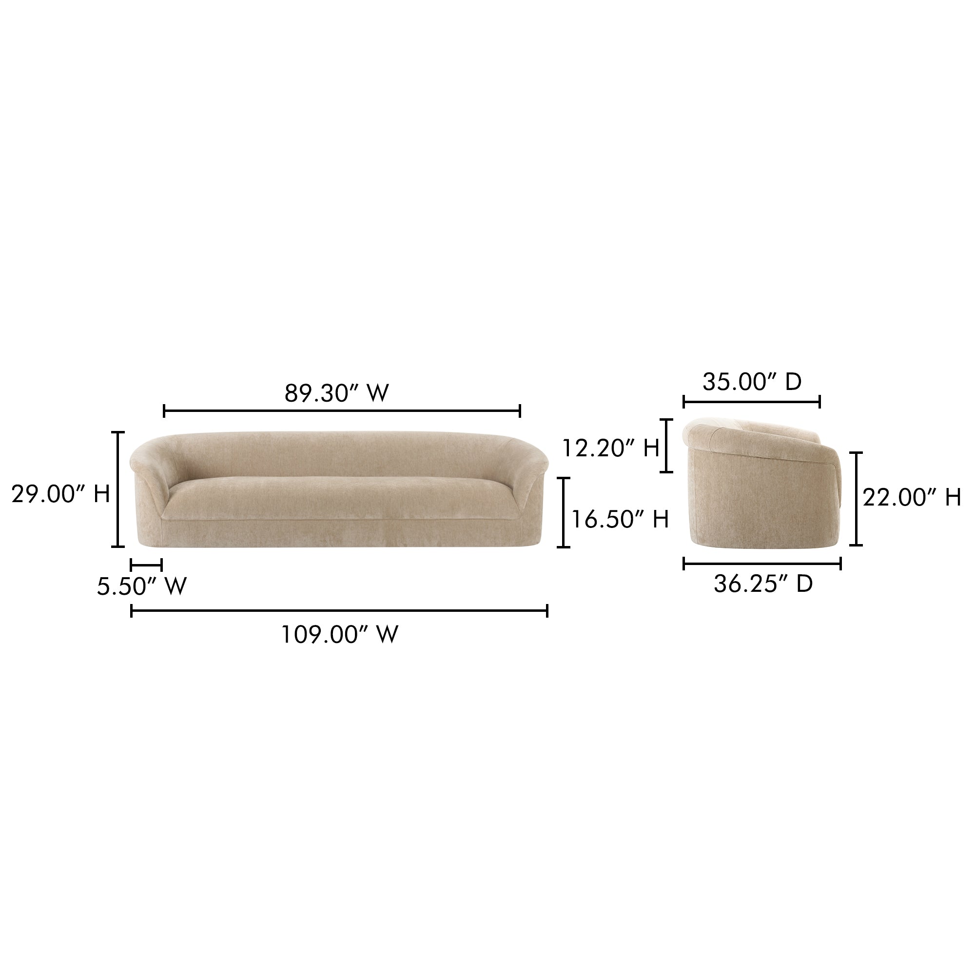 Moes Thora Sofa Beige OA-1040-34