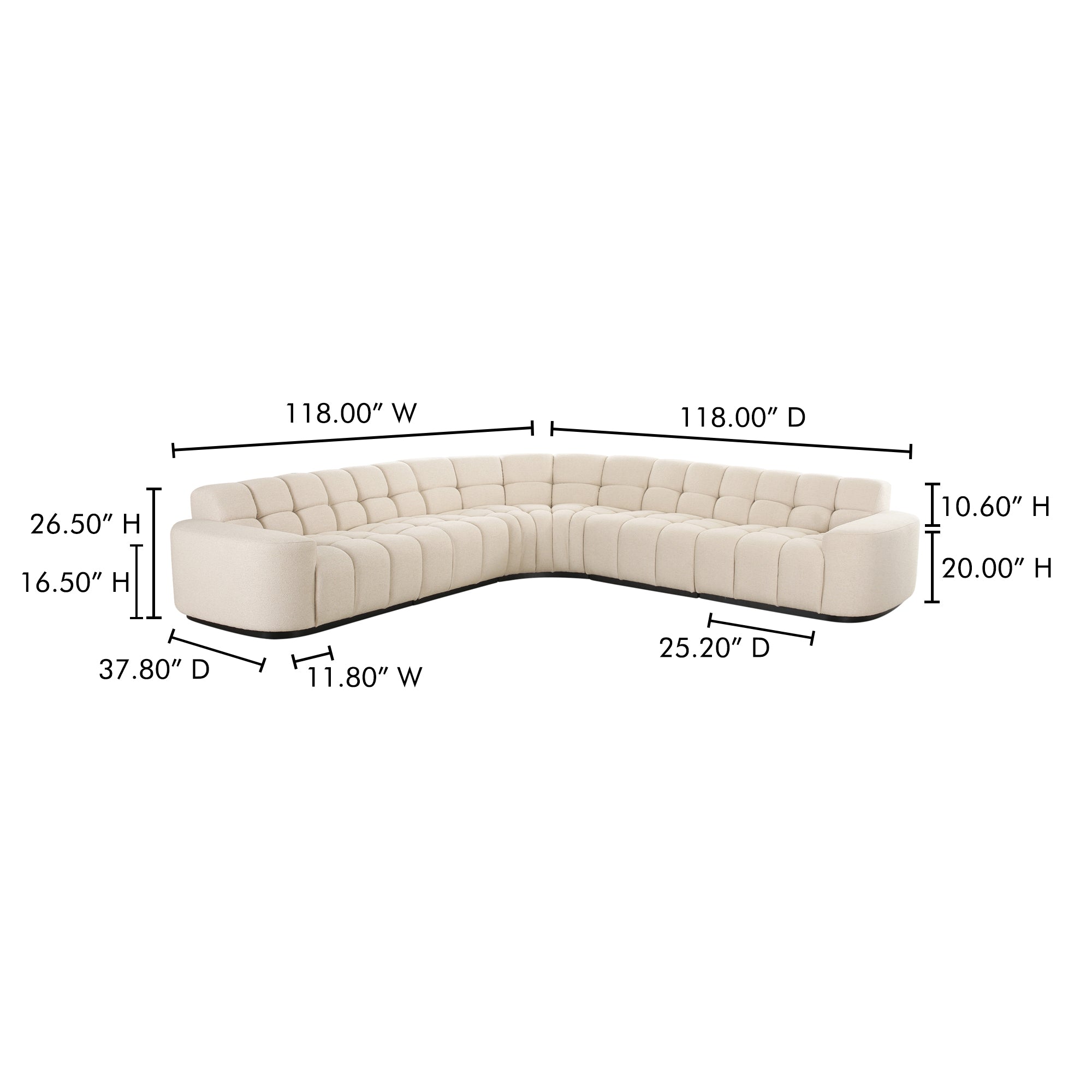 Moes Roman L-Shaped Sectional Oat OA-1042-34-0