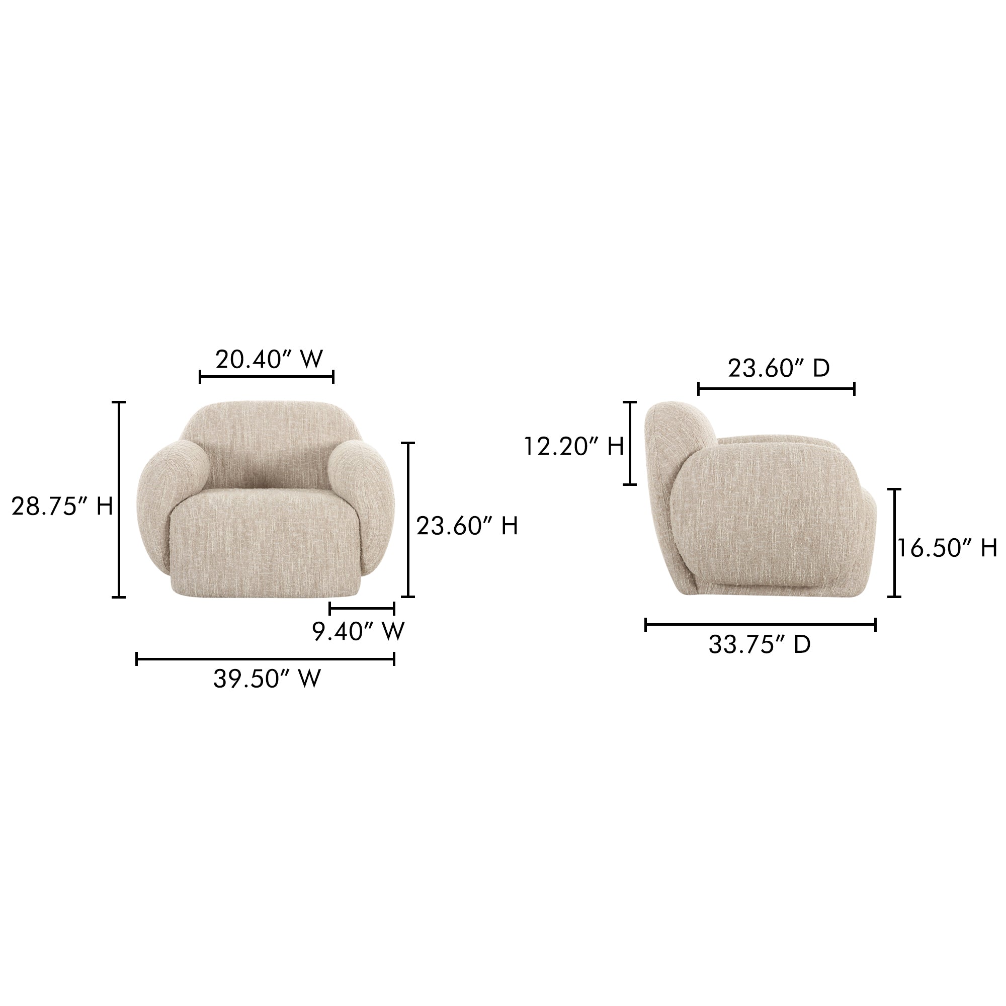 Moes Hazel Lounge Chair Off White OA-1043-34