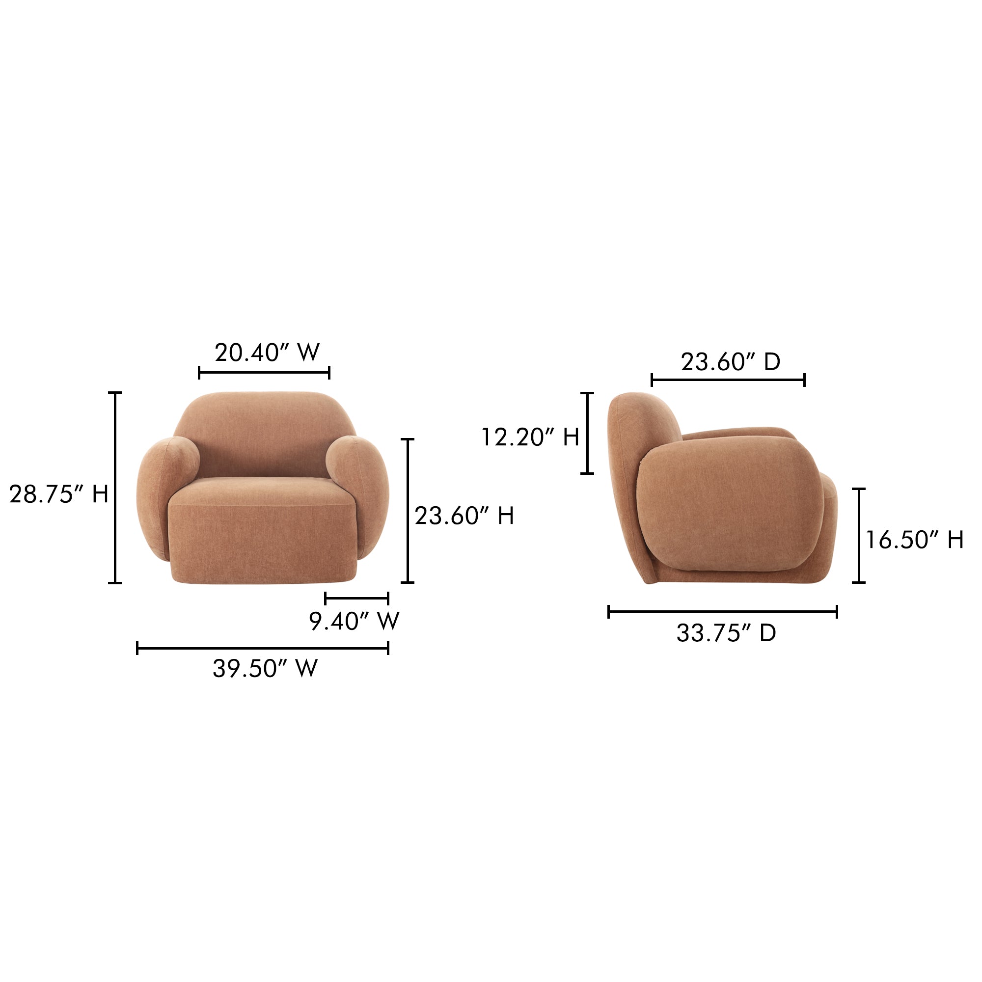 Moes Hazel Lounge Chair Copper OA-1043-42