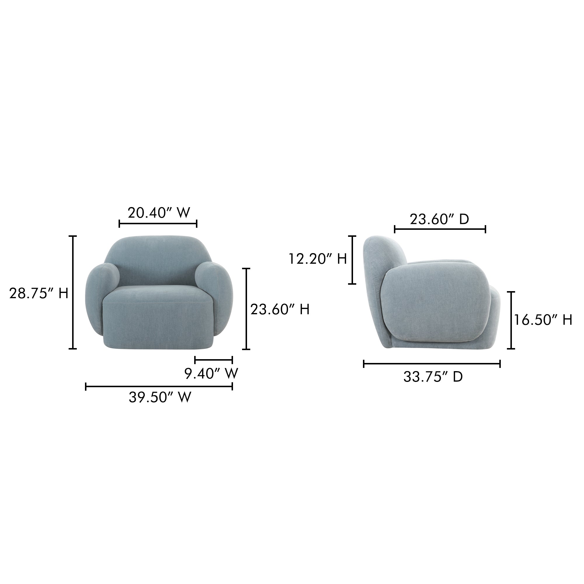 Moes Hazel Lounge Chair Light Blue OA-1043-45