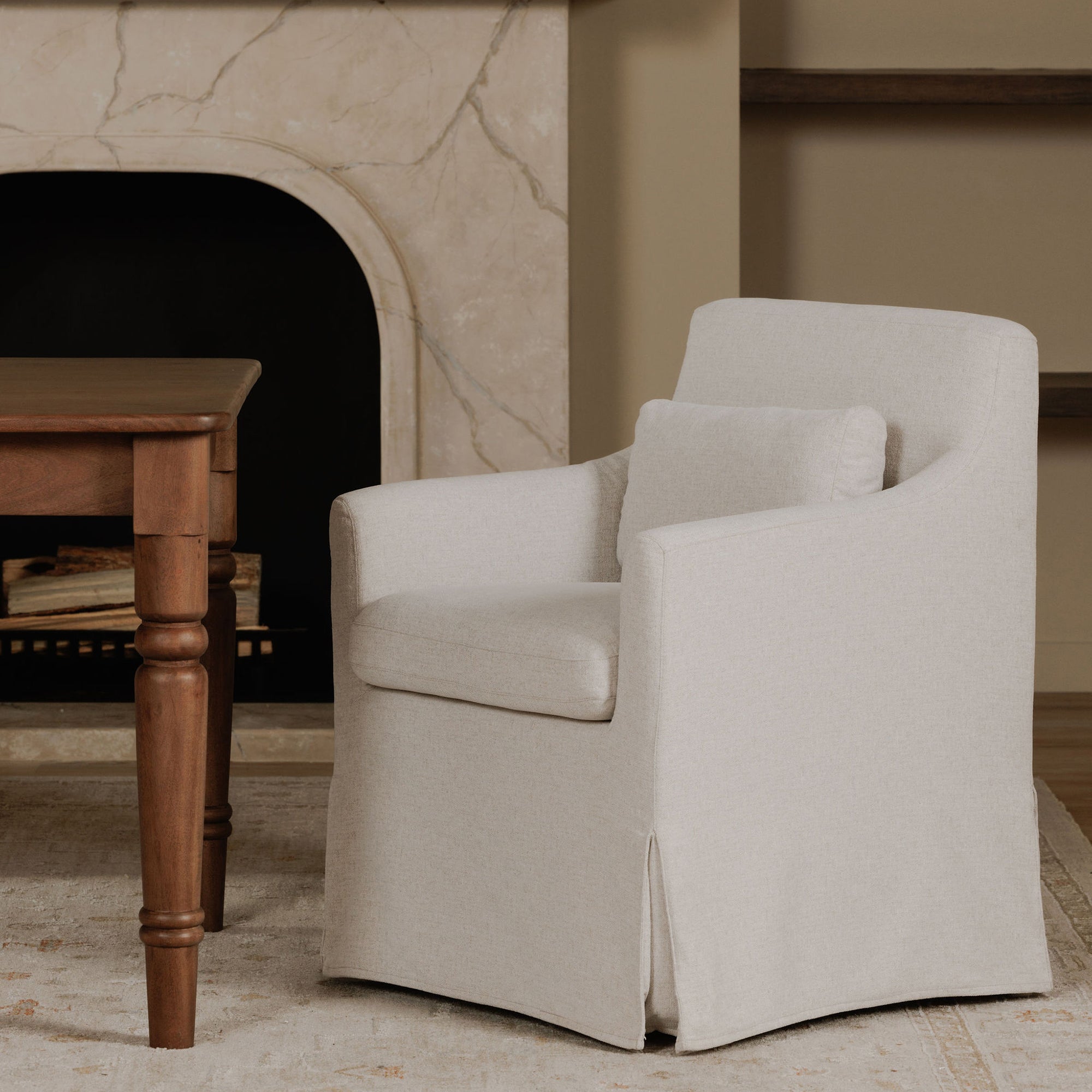 Moes Lydia Slipcover Dining Chair Beige OA-1051-34
