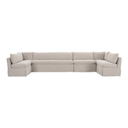 Moes Fable Slipcover Dining Banquette U-Shape Beige 168 in. OA-1066-34