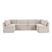 Moes Fable Slipcover Dining Banquette U-Shape Beige 121 in. OA-1071-34