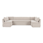 Moes Fable Slipcover Dining Banquette U-Shape Beige 129 in. OA-1072-34