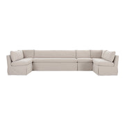 Moes Fable Slipcover Dining Banquette U-Shape Beige 154 in. OA-1073-34