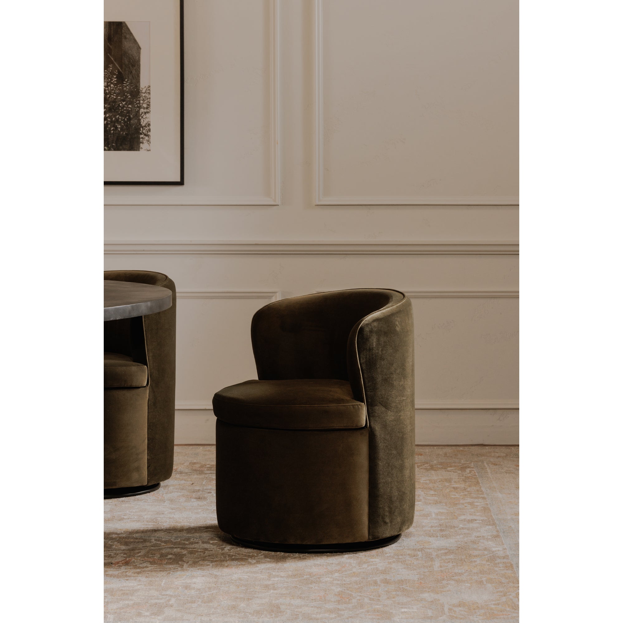 Moes Dane Swivel Dining Chair Faux Green Mohair OA-1074-16