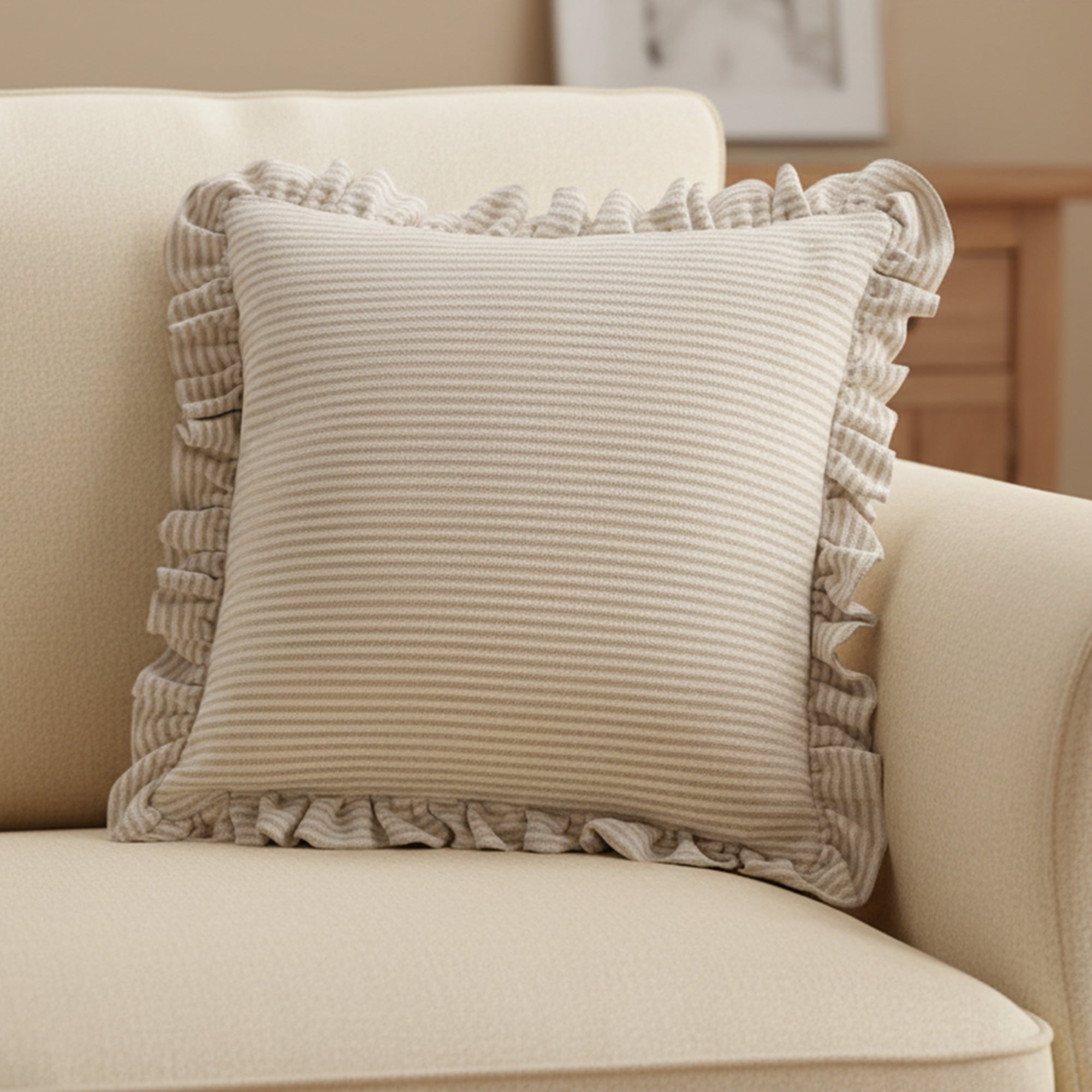 Moes Betty 20 Inch Cushion Beige Stripe OA-1110-37