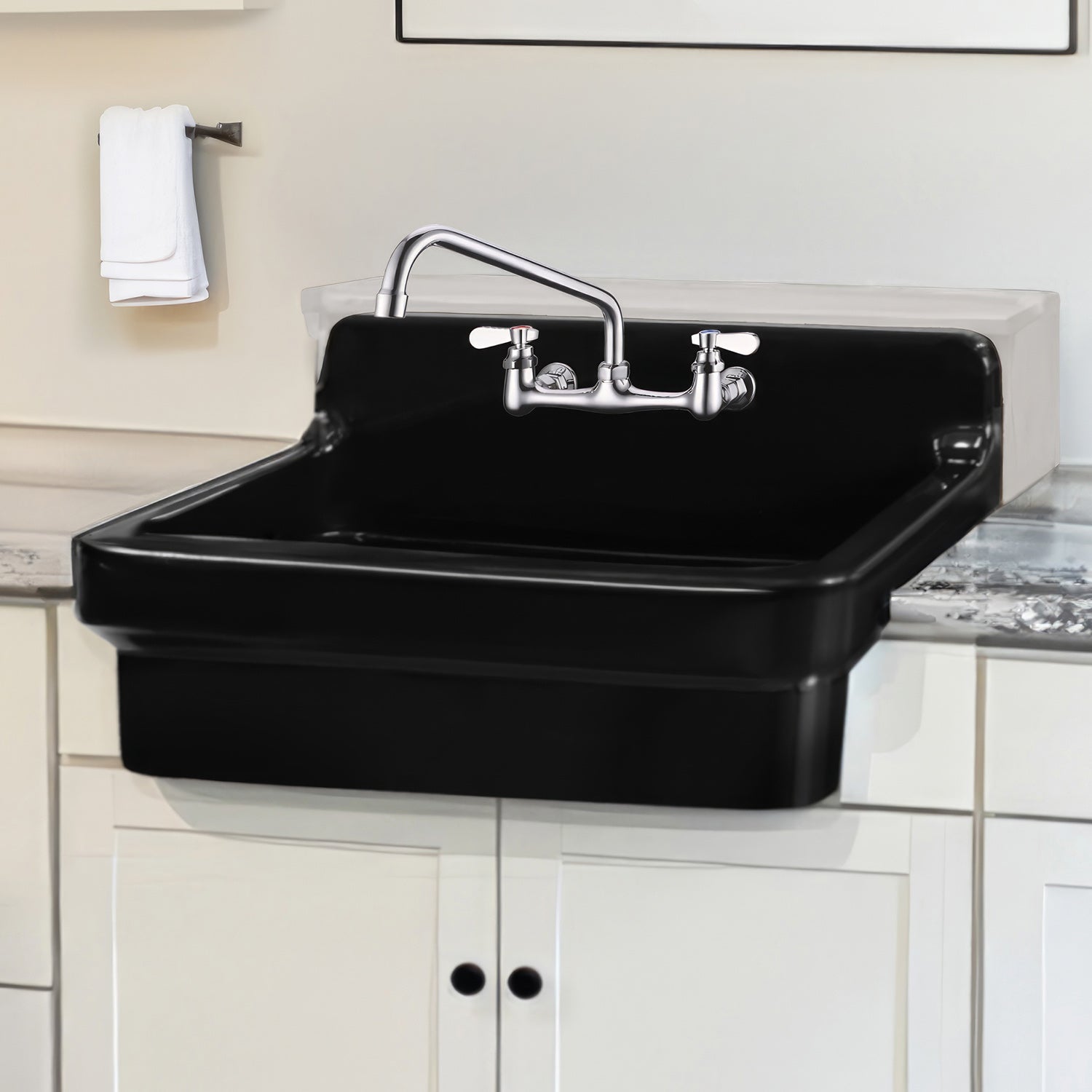 Old Fashioned Country Fireclay Utility Sink with High Backsplash