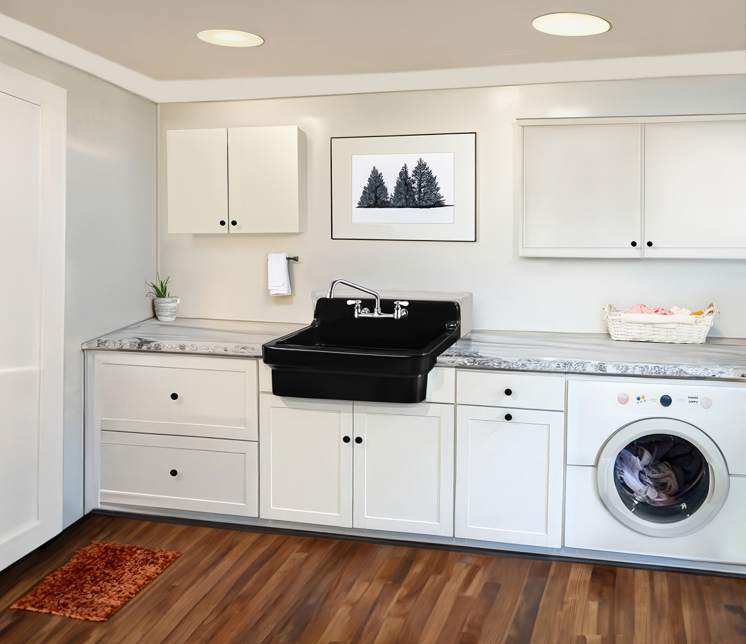 Old Fashioned Country Fireclay Utility Sink with High Backsplash