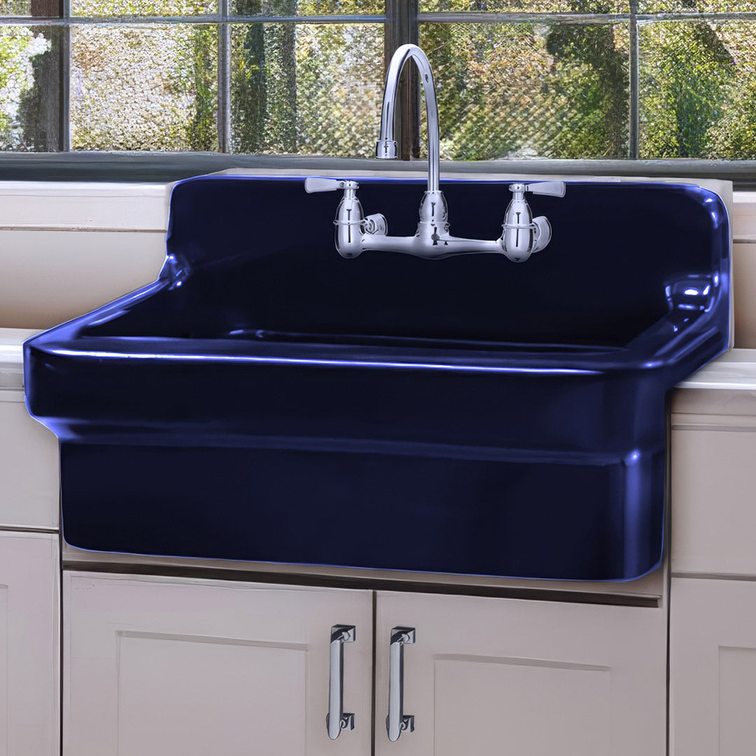 Old Fashioned Country Fireclay Utility Sink with High Backsplash