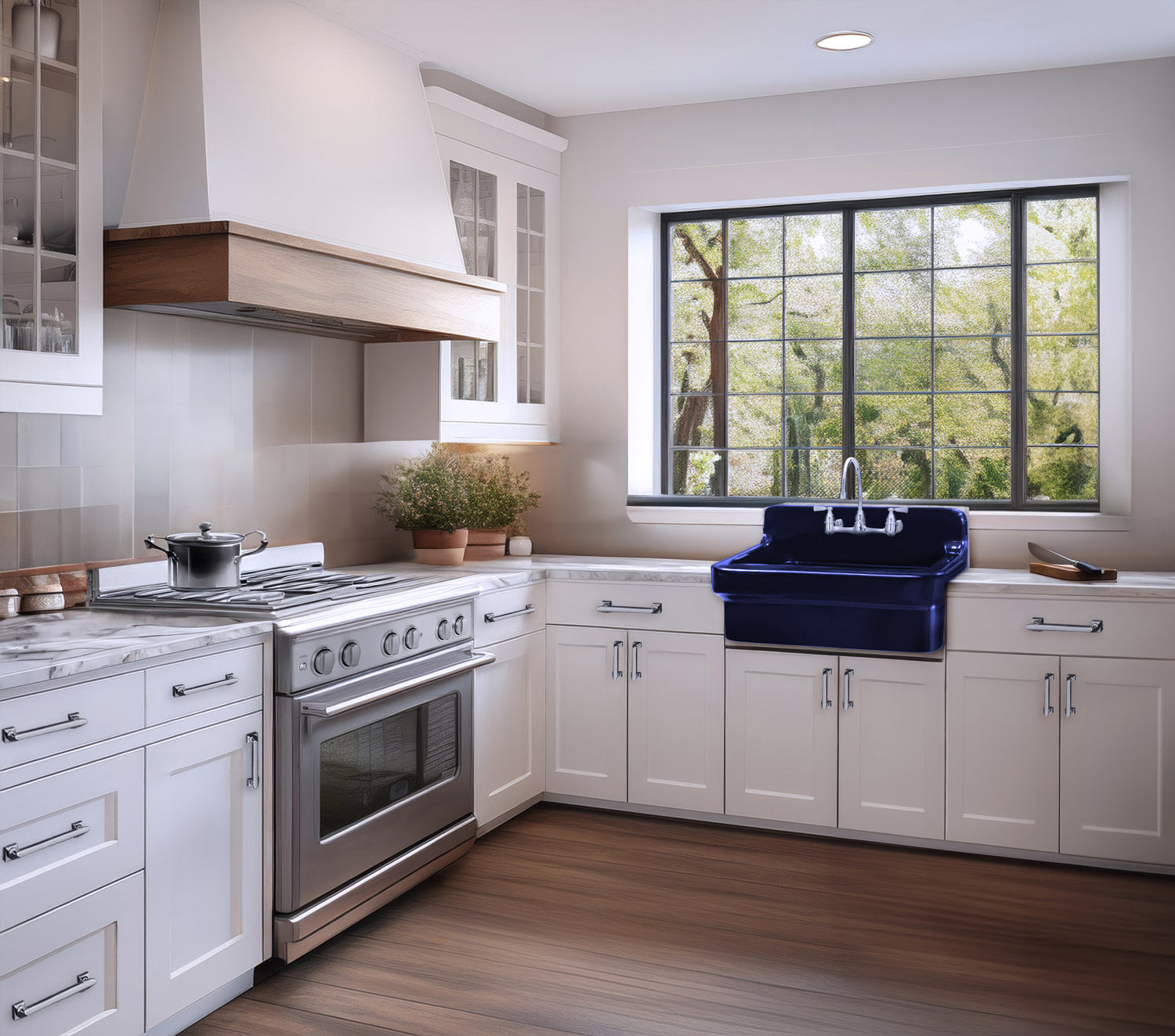 Old Fashioned Country Fireclay Utility Sink with High Backsplash