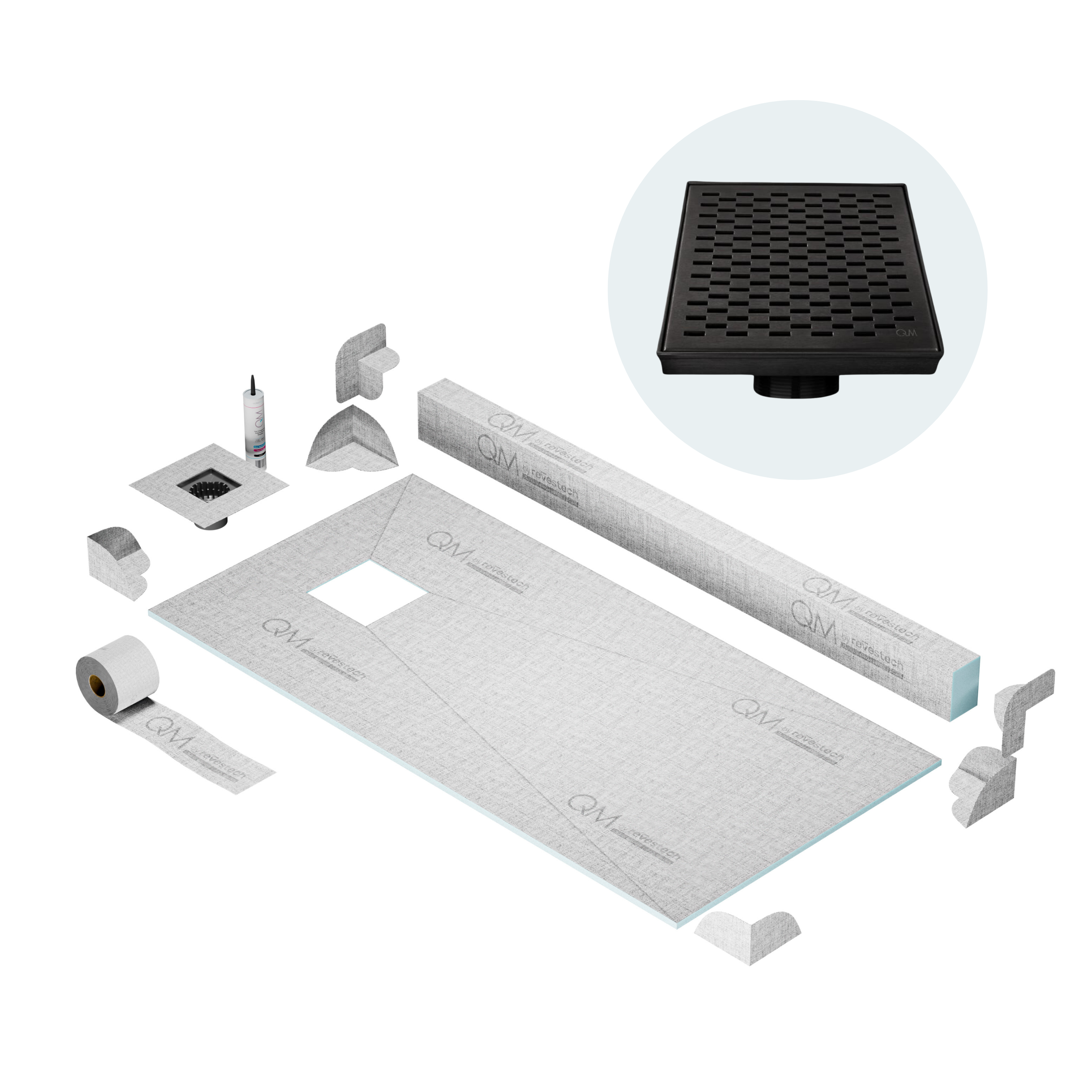 Curb Delta Shower Pan Kit Square drain
