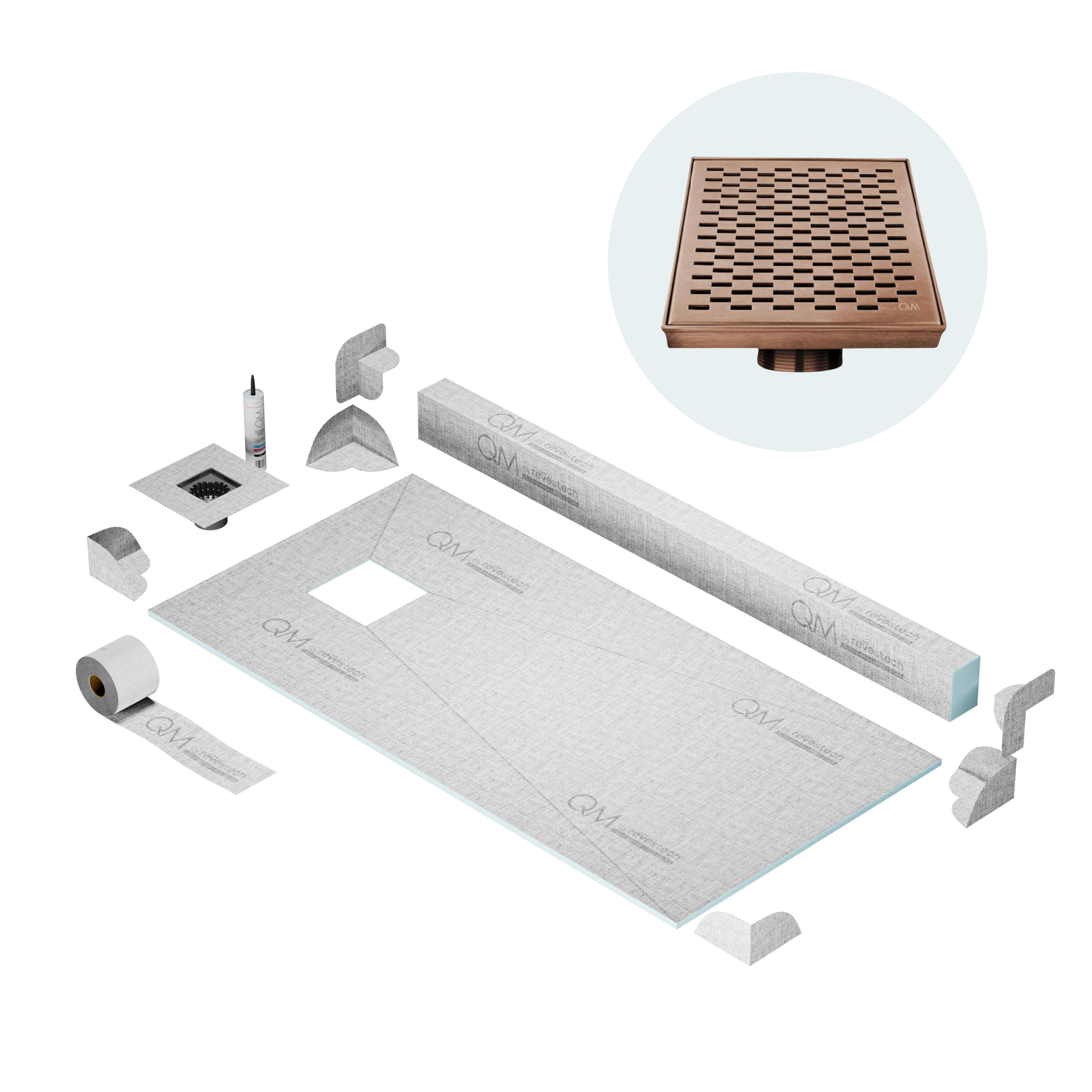 Curb Delta Shower Pan Kit Square drain