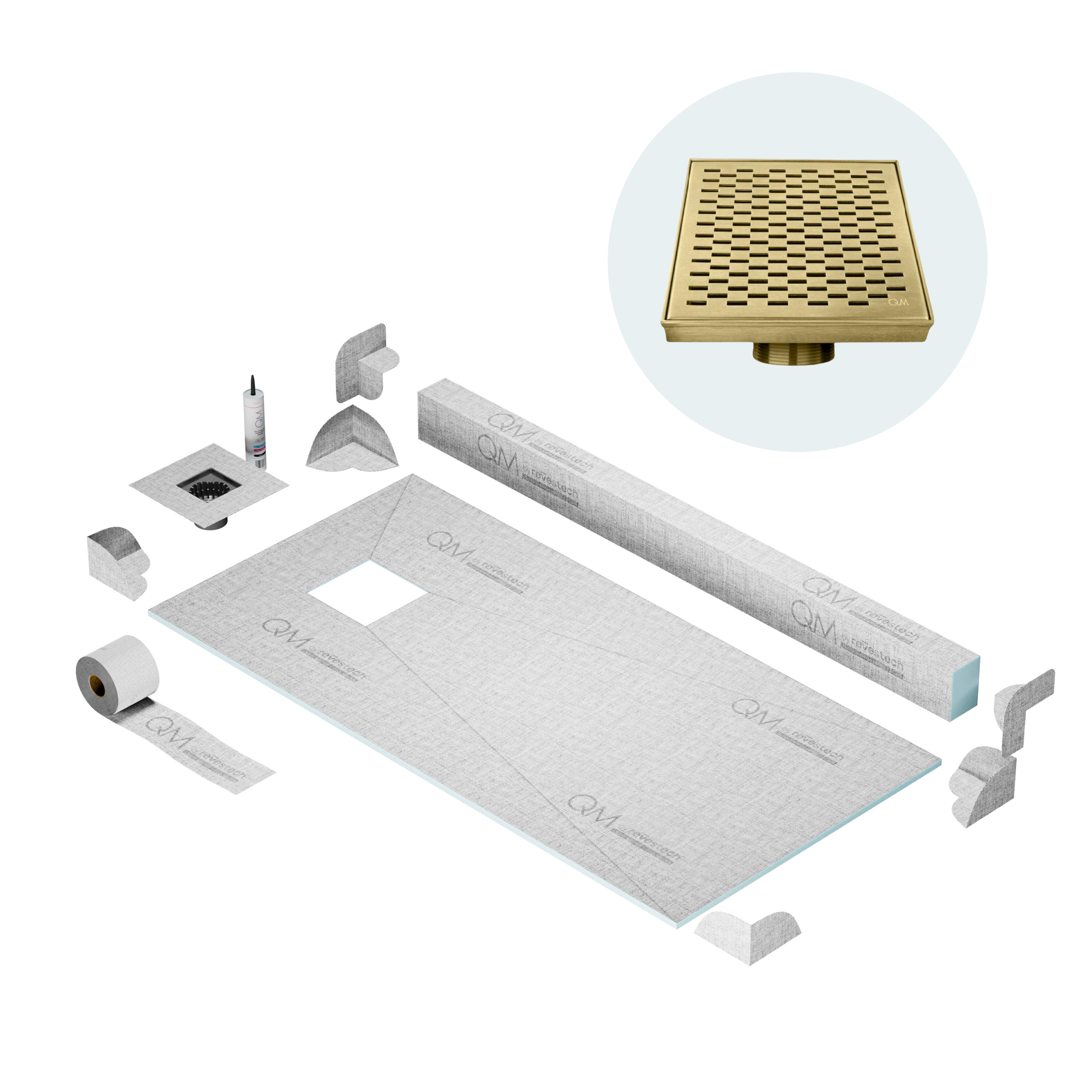 Curb Delta Shower Pan Kit Square drain