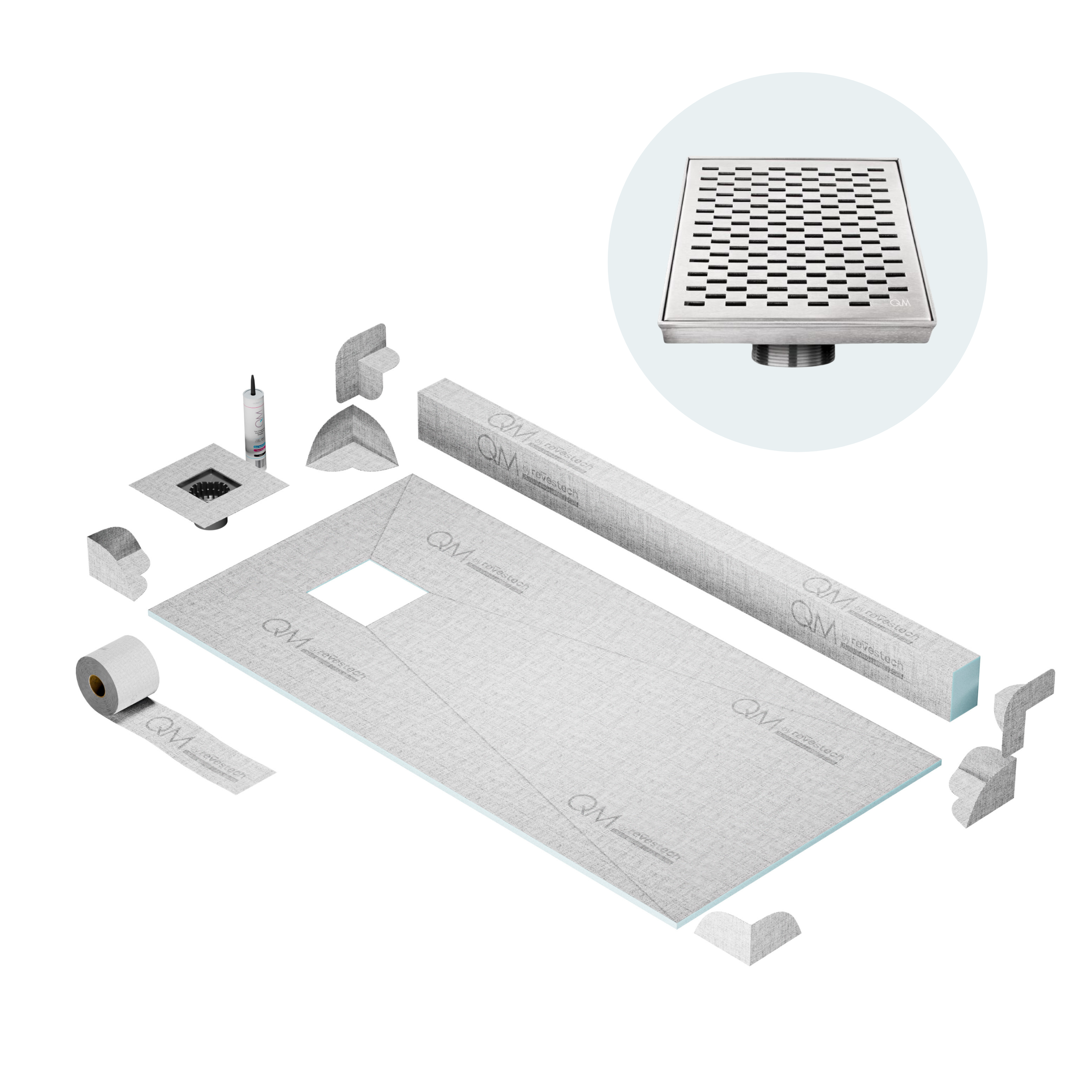 Curb Delta Shower Pan Kit Square drain