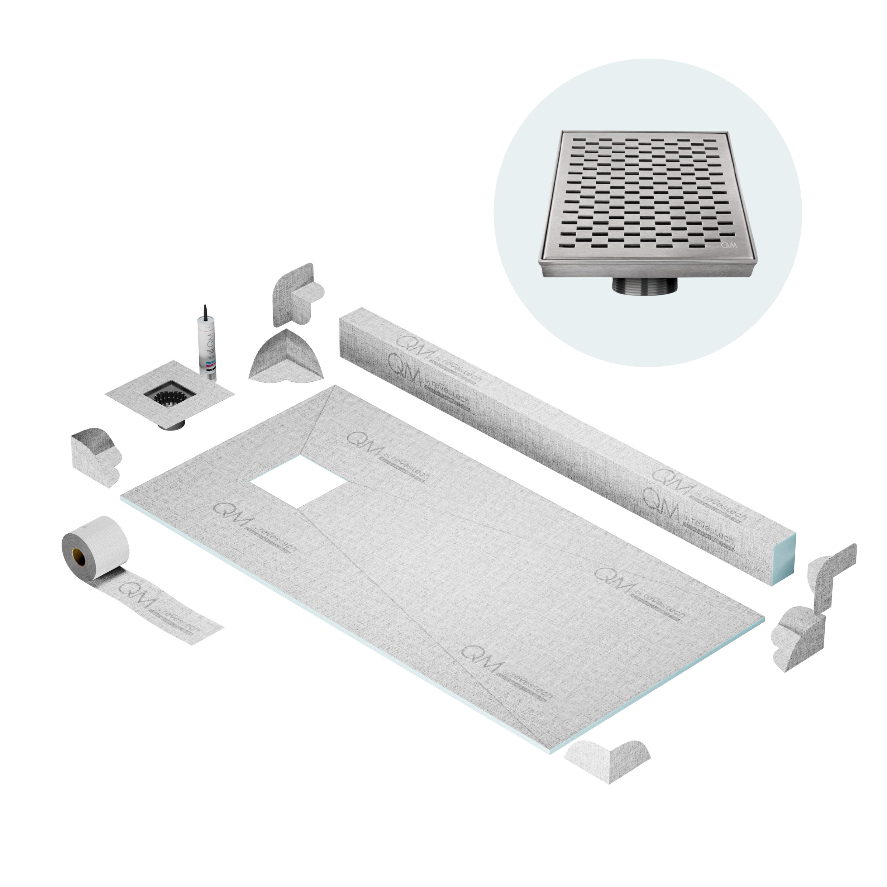 Curb Delta Shower Pan Kit Square drain