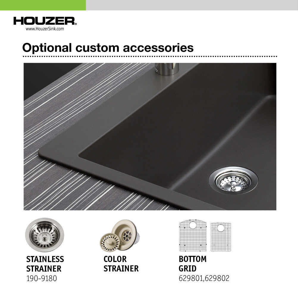 Houzer Cassiano 33 inch Undermount 60/40 Double Bowl Granite Kitchen Sink - P-175U