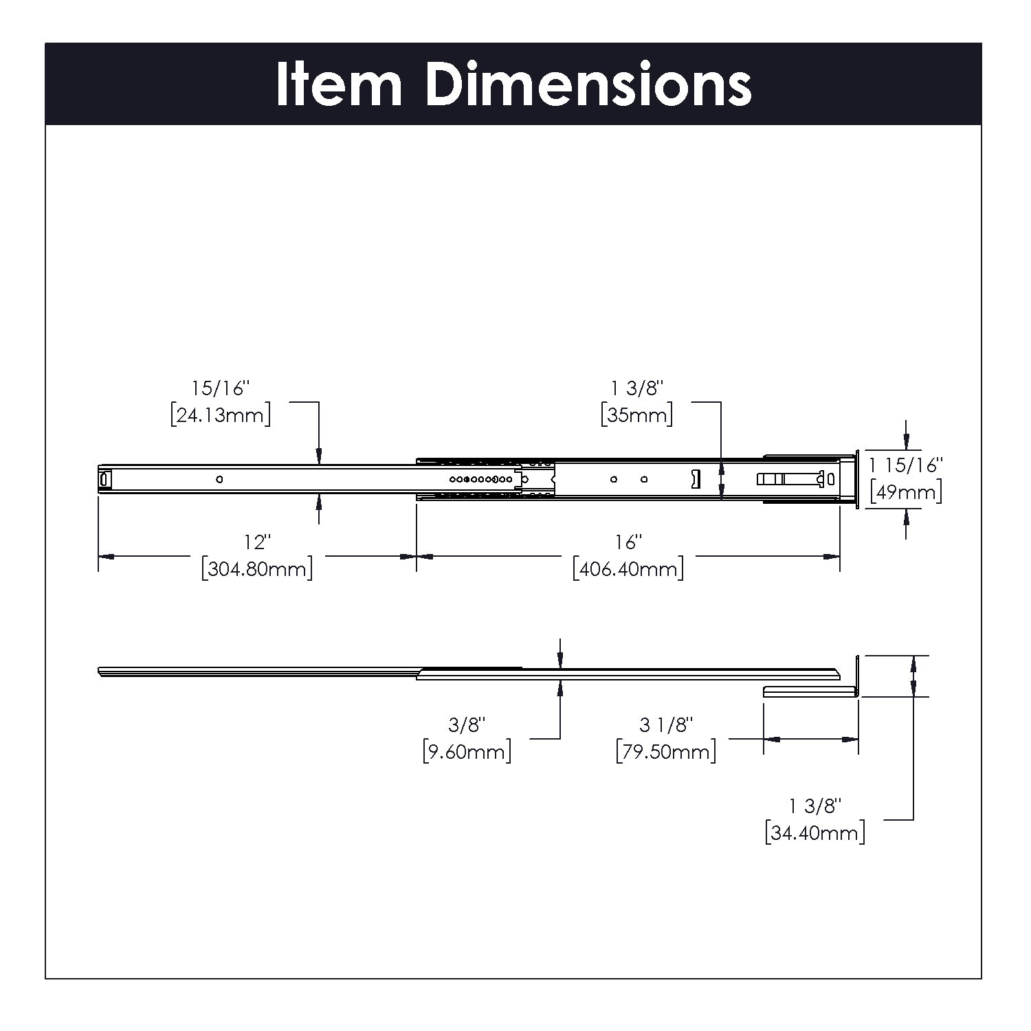 Hickory P1029, 12 Inch Drawer Slides Drawer Slide