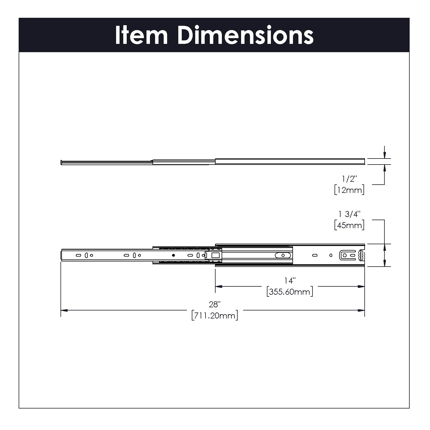 Hickory P1050, 12 Inch Drawer Slides Drawer Slide
