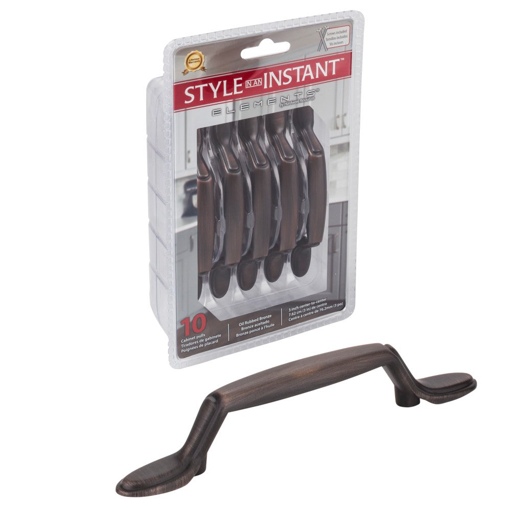 Hardware Resources 3" Center-to-Center Brushed Oil Rubbed Bronze Vienna Cabinet Pull