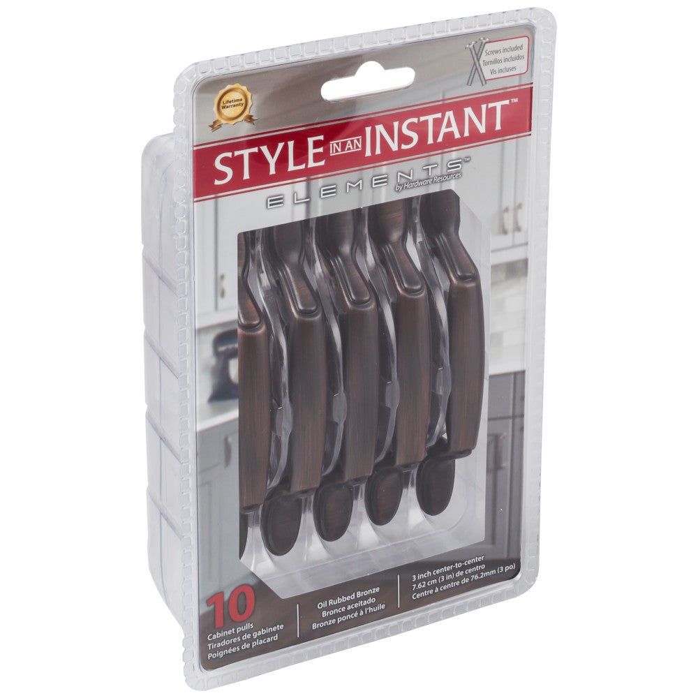 Hardware Resources 3" Center-to-Center Brushed Oil Rubbed Bronze Vienna Cabinet Pull