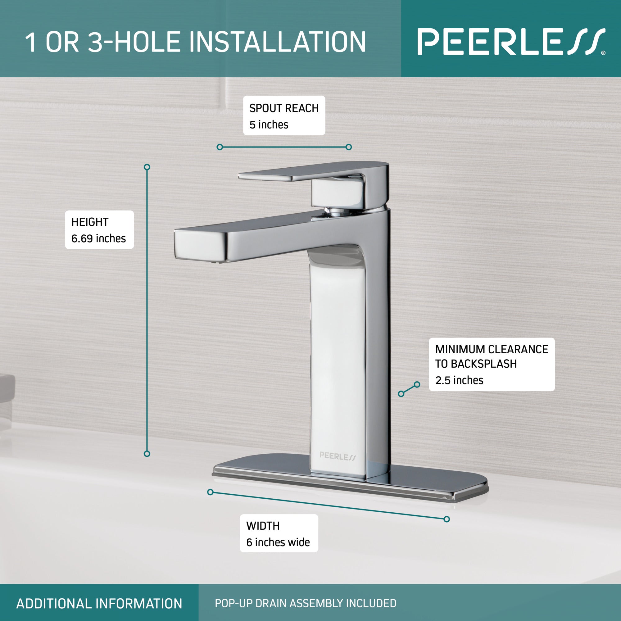 Peerless Xander® Single Handle Bathroom Hi-Arc
