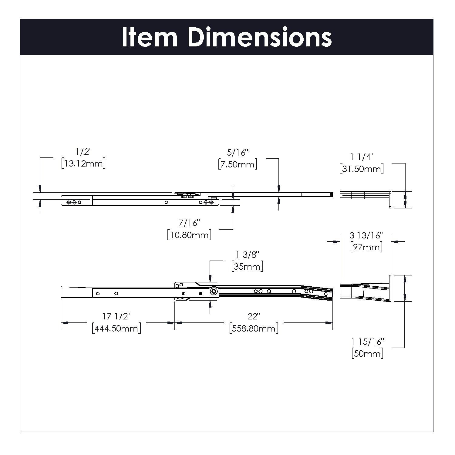 Hickory P1700, 12 Inch Drawer Slides Drawer Slide