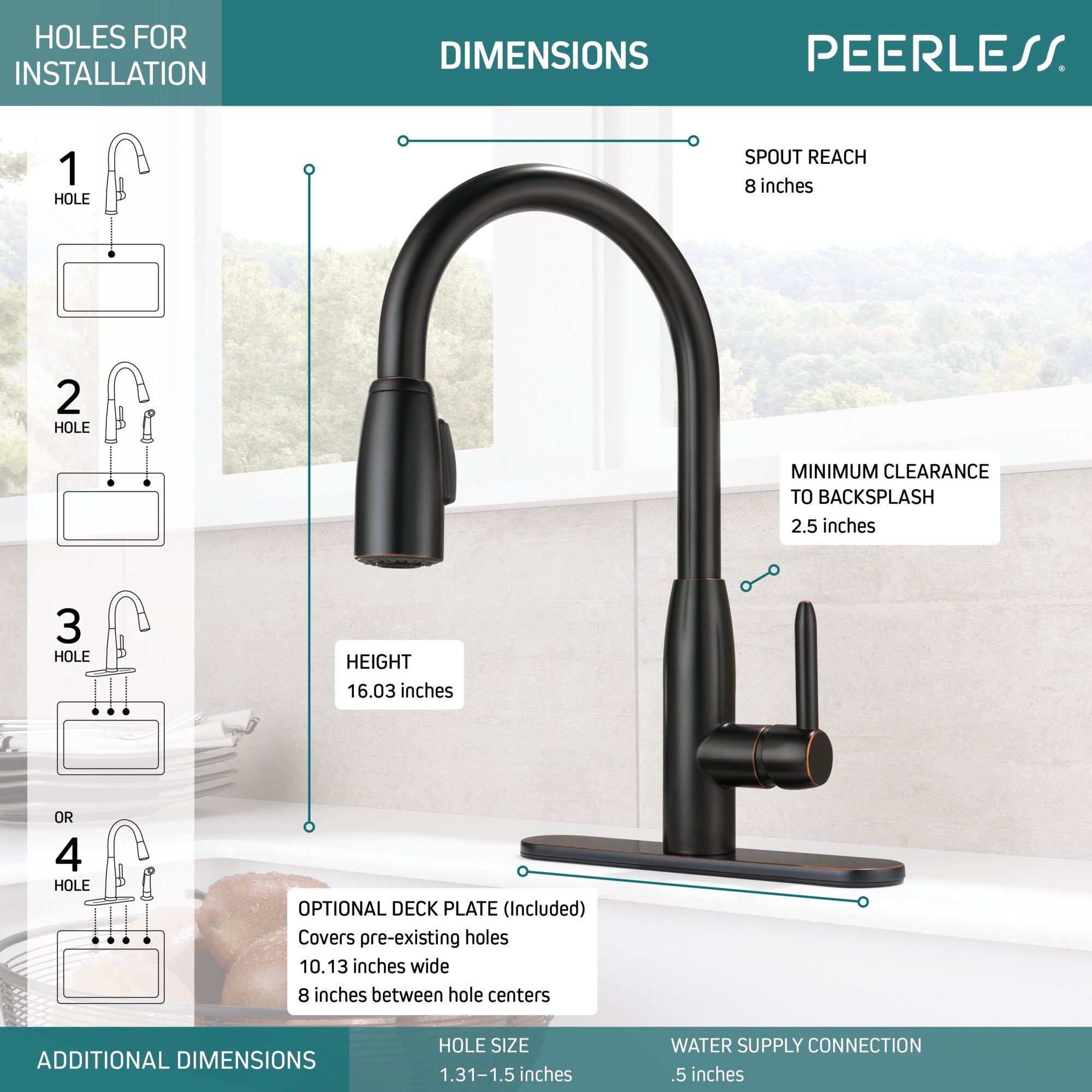 Peerless Tunbridge™ Single Handle Kitchen Pull-Down