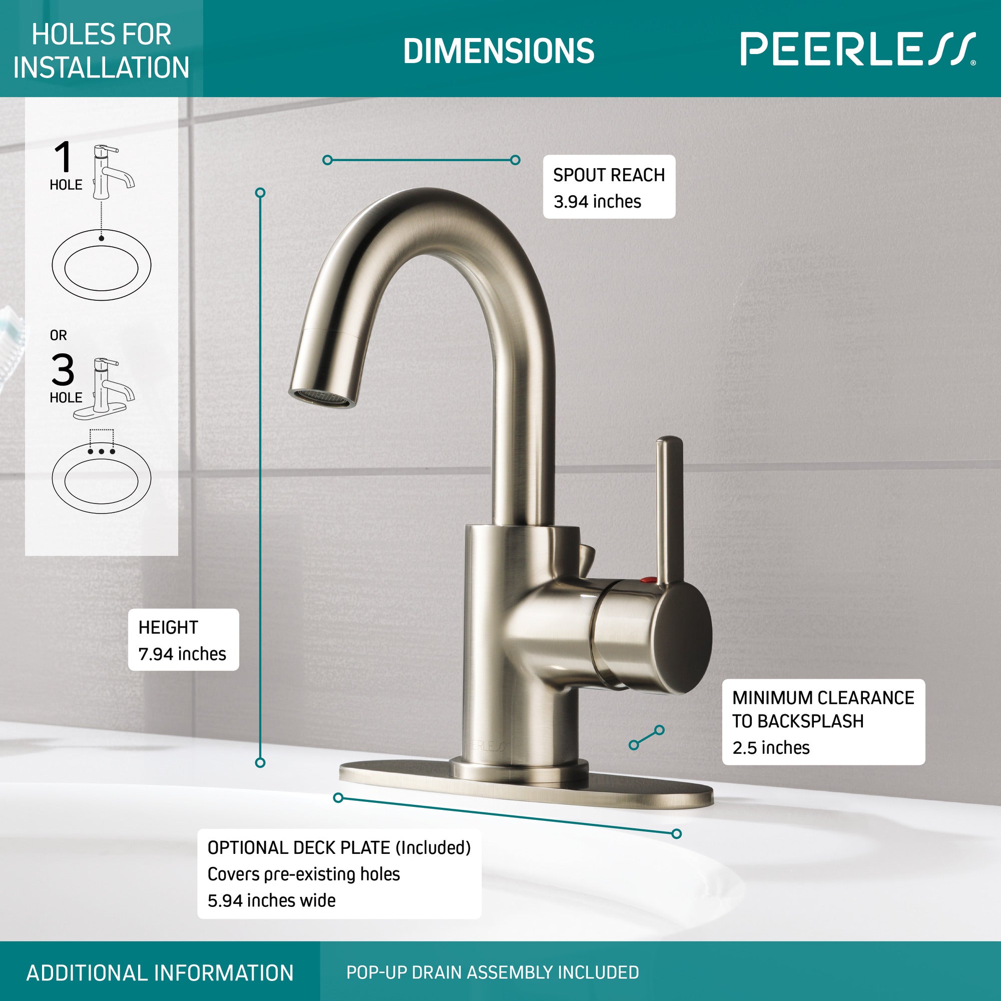 Peerless Precept® Single Handle Centerset Bathroom Faucet
