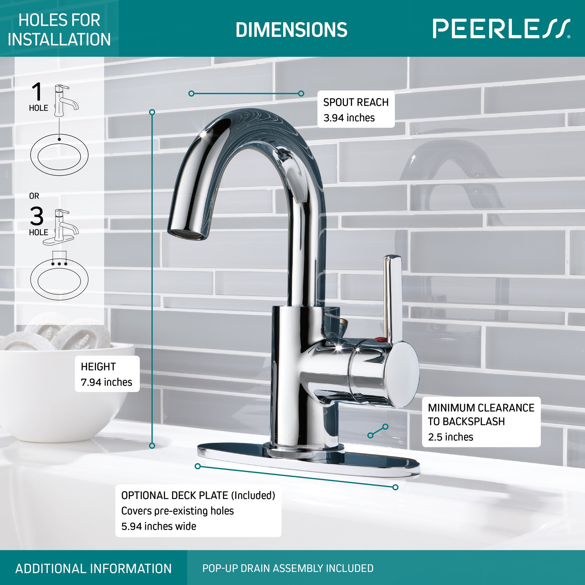 Peerless Precept® Single Handle Centerset Bathroom Faucet