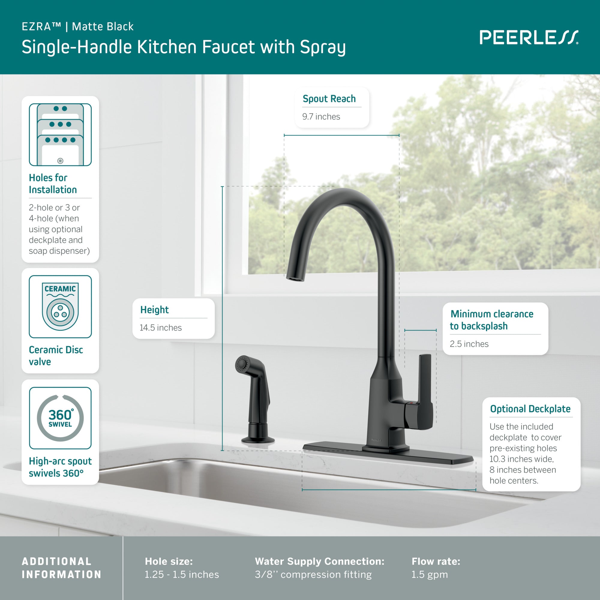 Peerless Ezra® Single-Handle Kitchen Faucet with Spray
