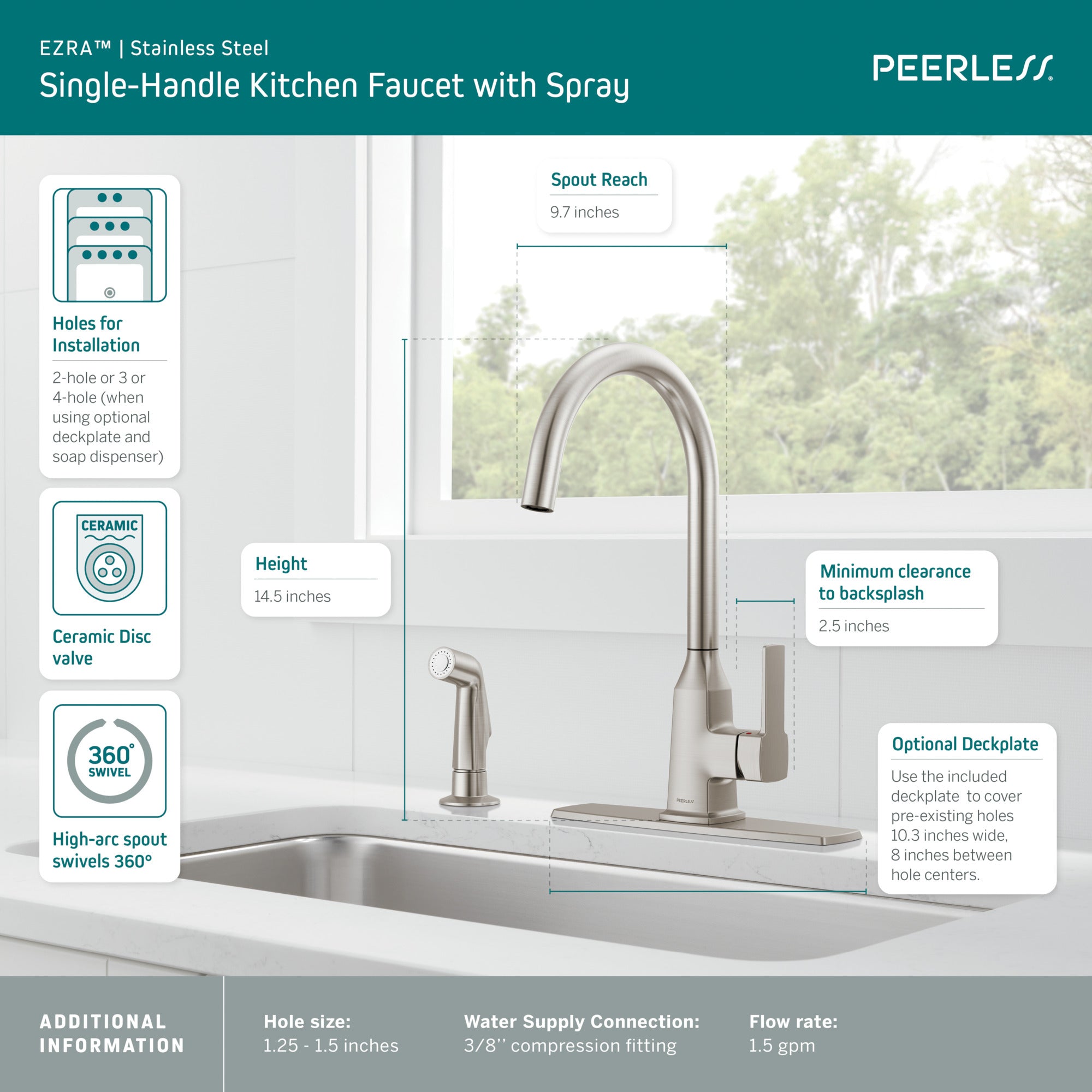 Peerless Ezra® Single-Handle Kitchen Faucet with Spray