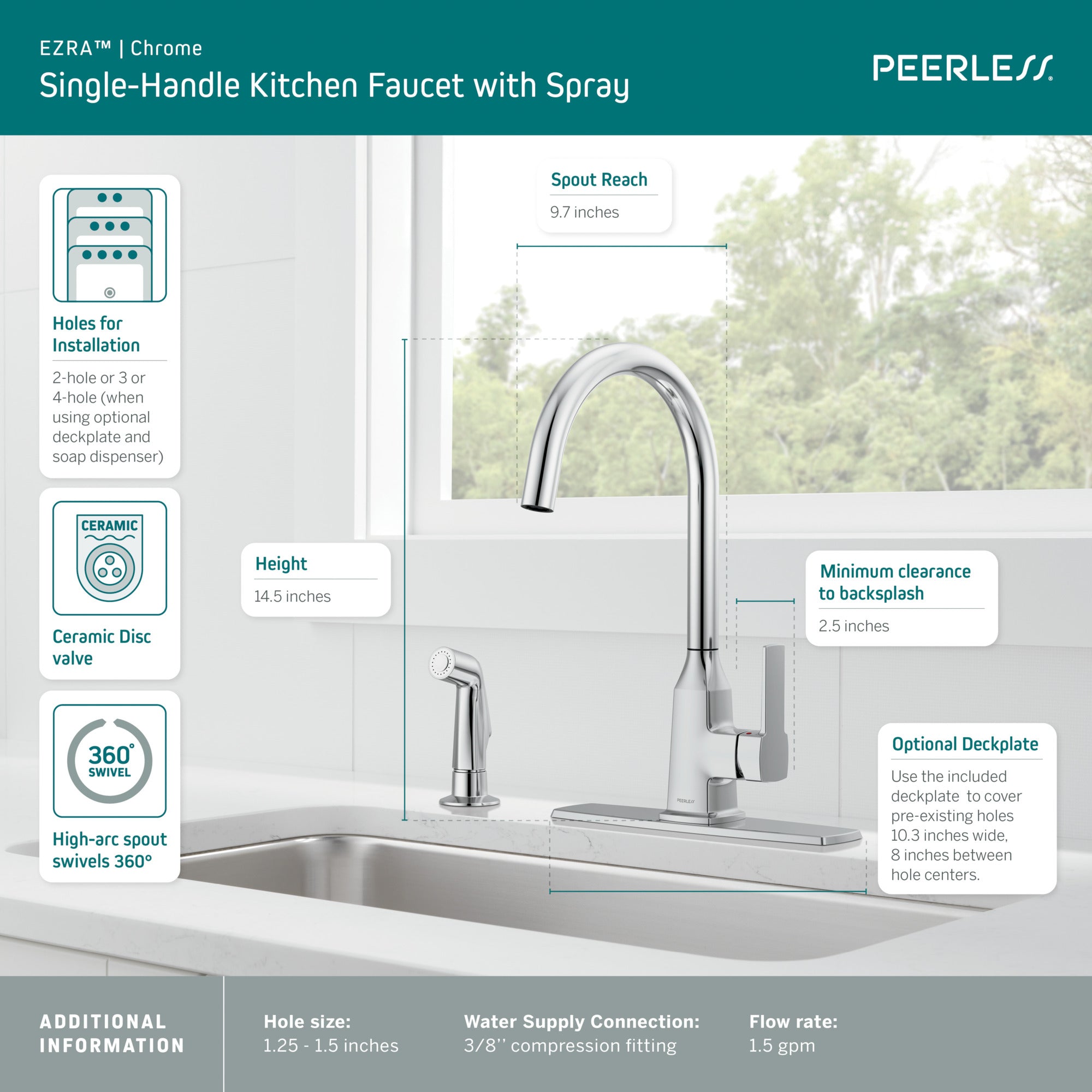 Peerless Ezra® Single-Handle Kitchen Faucet with Spray