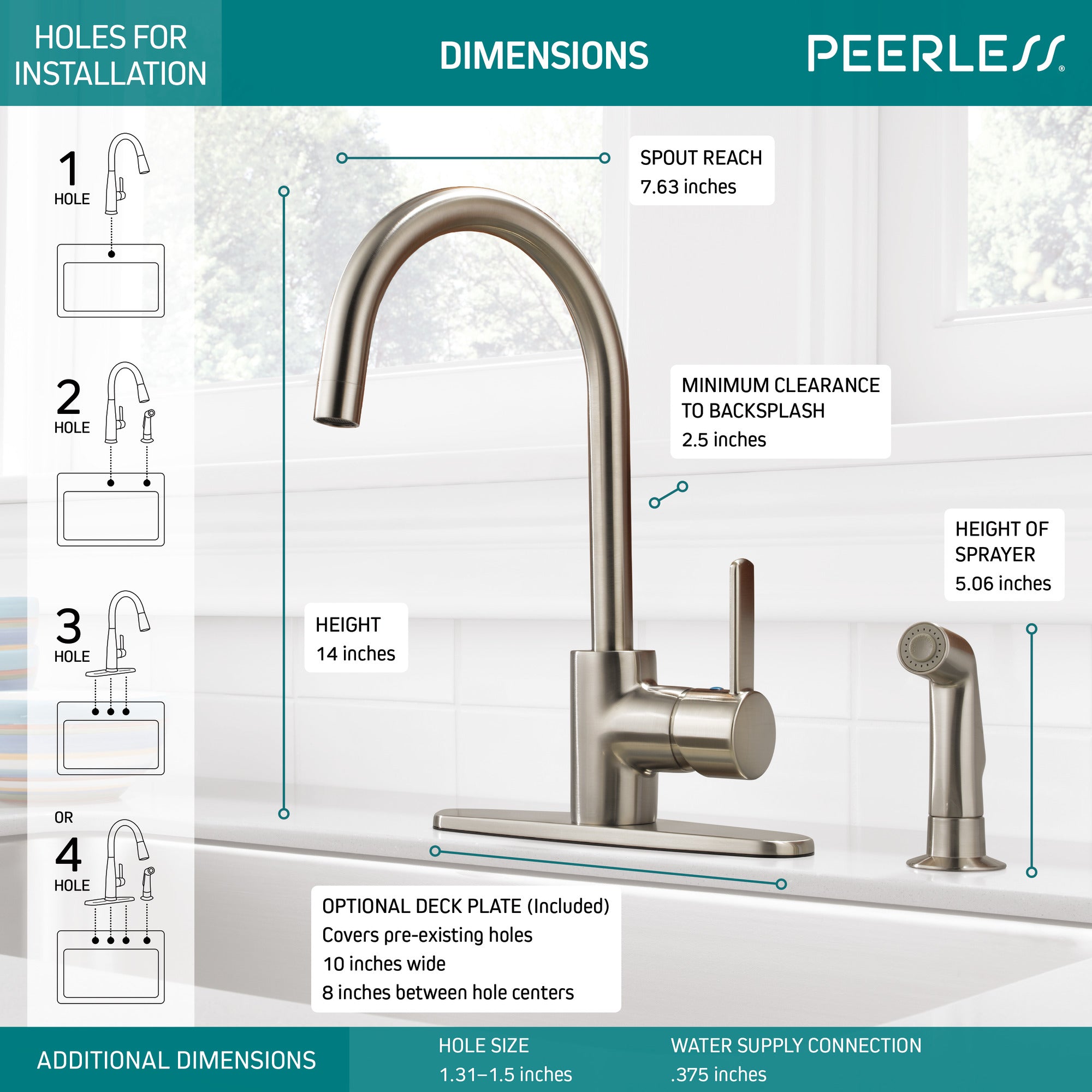 Peerless Precept® Single Handle Kitchen Faucet with Spray
