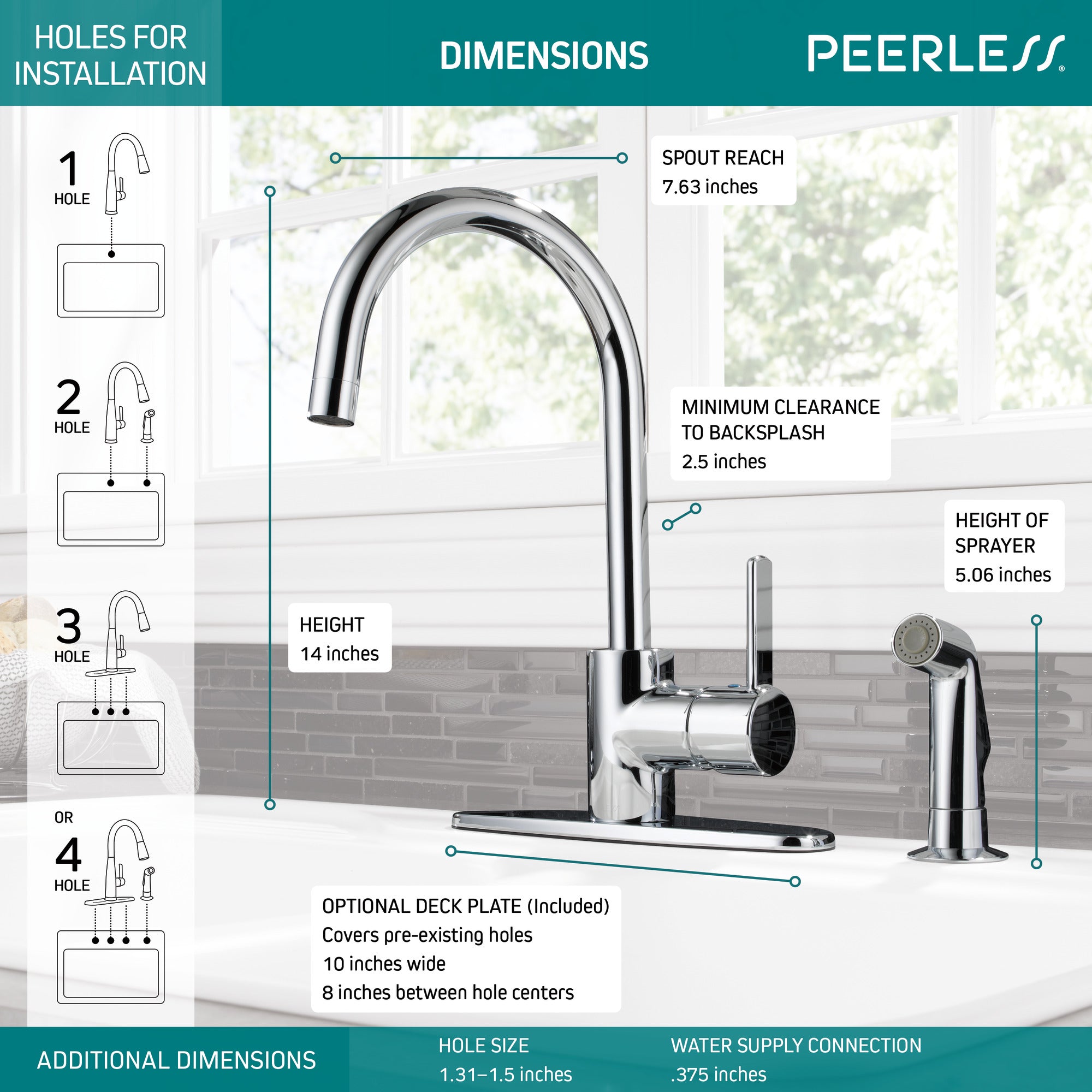 Peerless Precept® Single Handle Kitchen Faucet with Spray