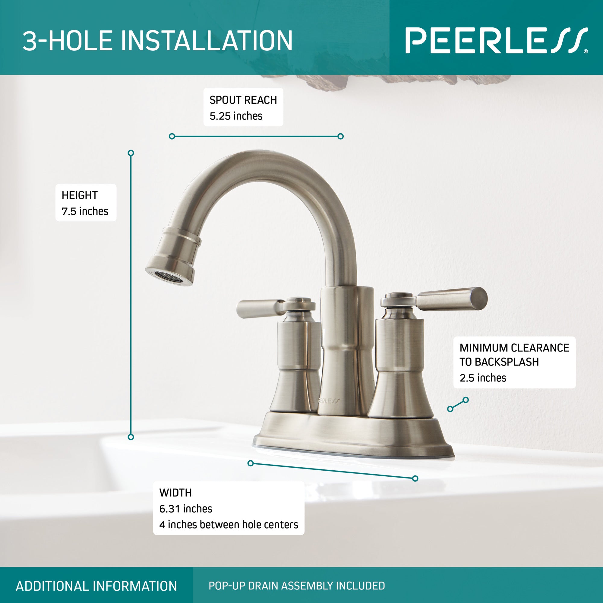 Peerless Westchester® Two-Handle Centerset Bathroom Faucet
