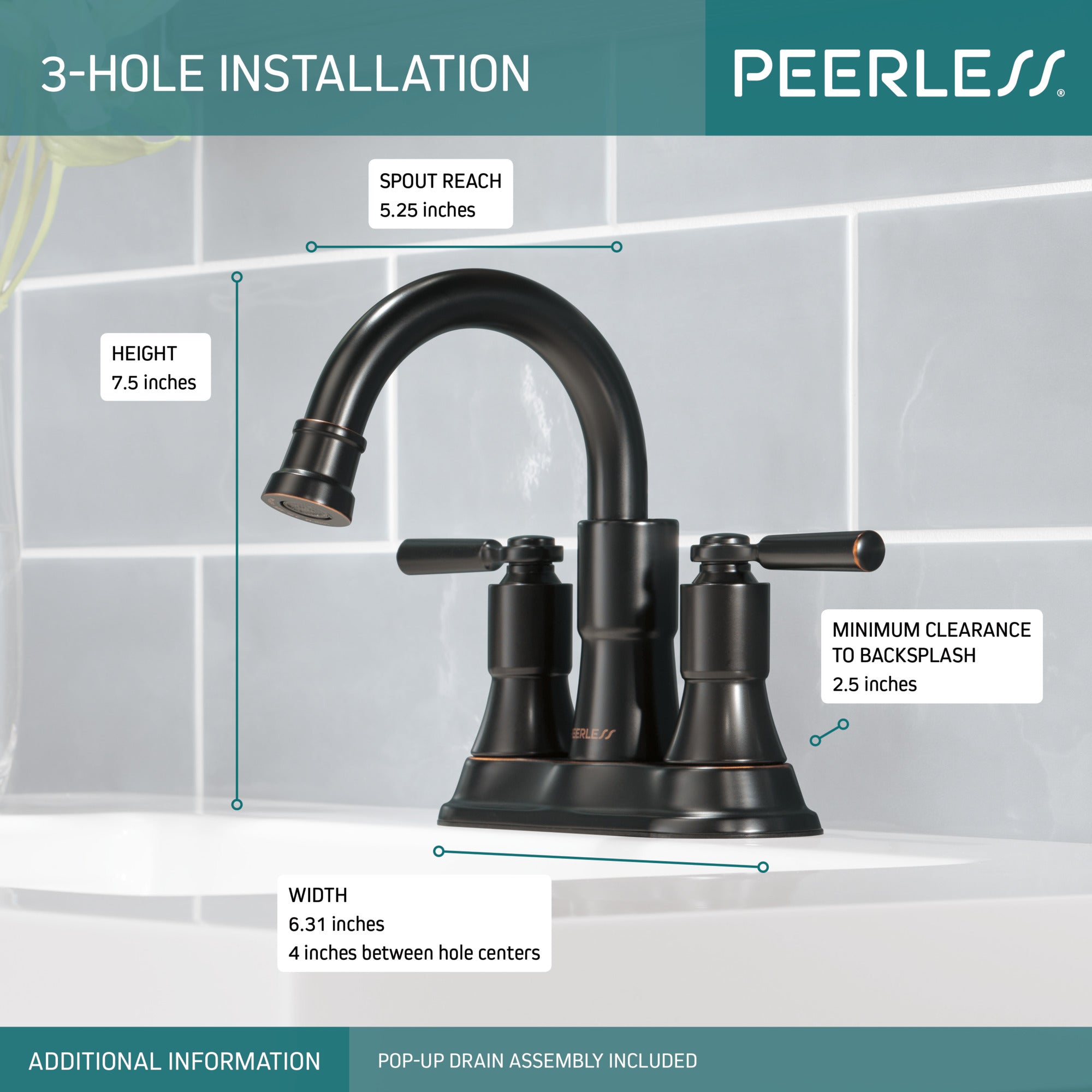 Peerless Westchester® Two-Handle Centerset Bathroom Faucet