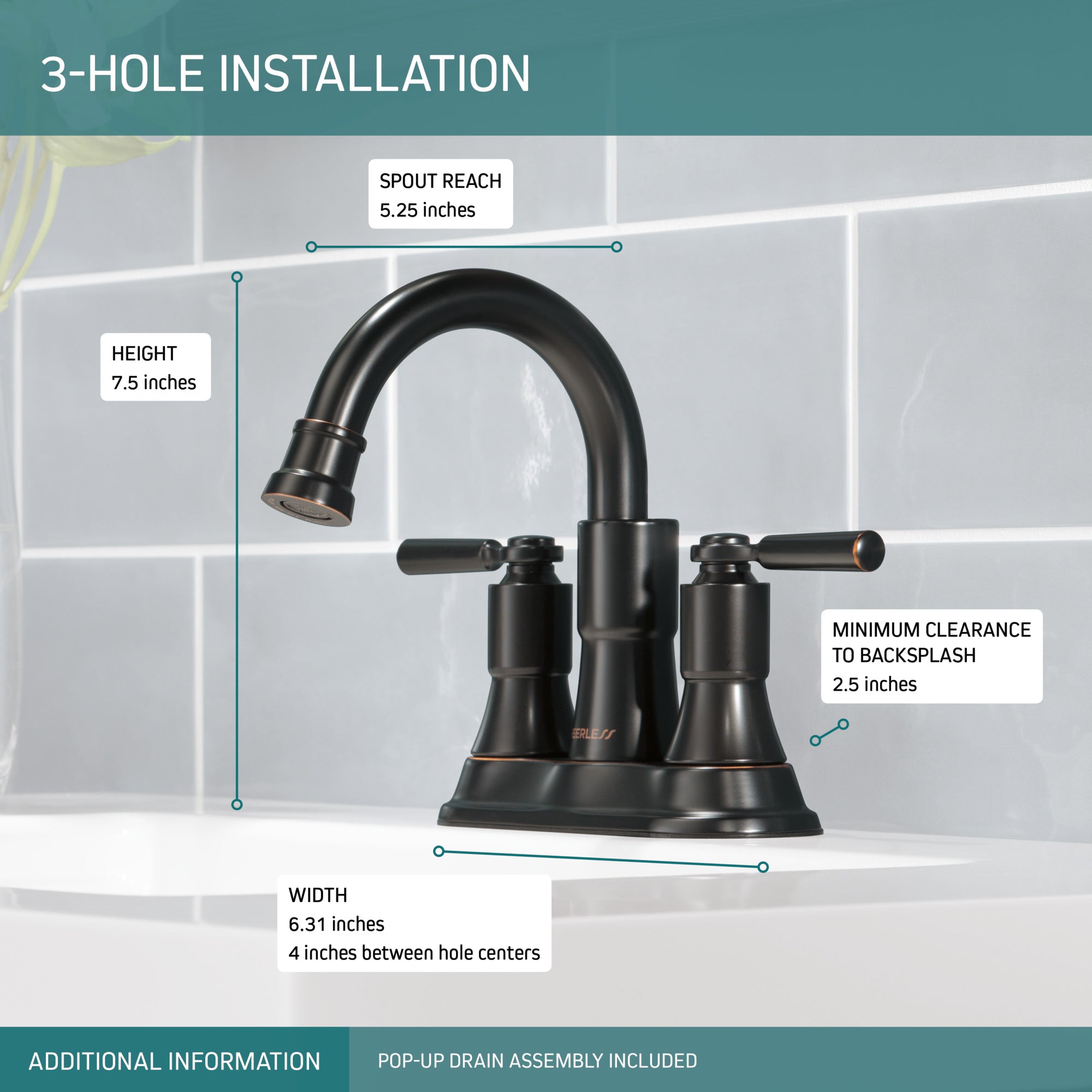 Peerless Westchester® Two-Handle Centerset Bathroom Faucet